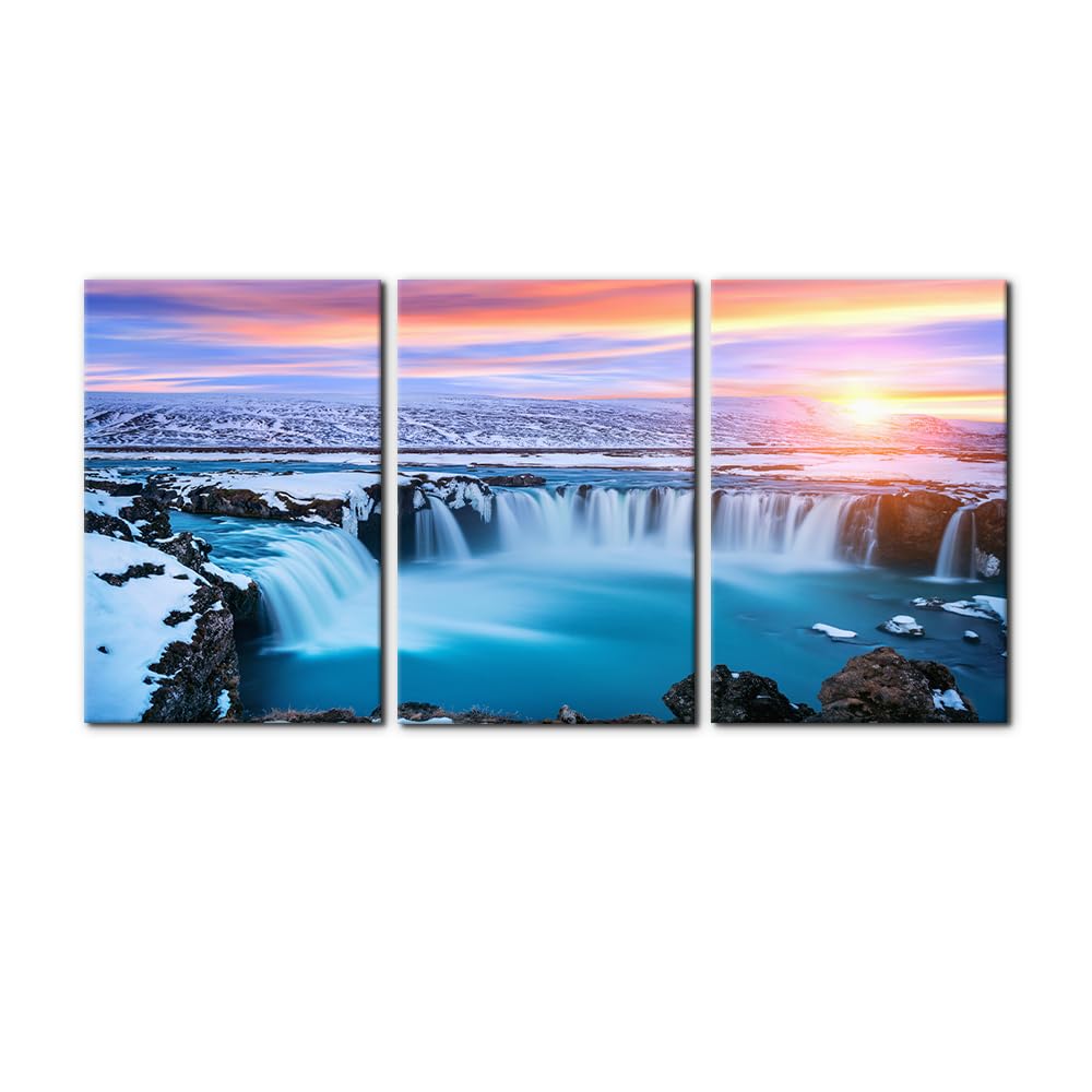 Pacimo 3 Pieces Canvas Wall Art Nature Landscape Sunrise Trees Pictures Painting Prints on Canvas Wall Decoration for Living Room Forest Framed Modern Artwork for Bedroom and Home Decor - 12"x16"x3