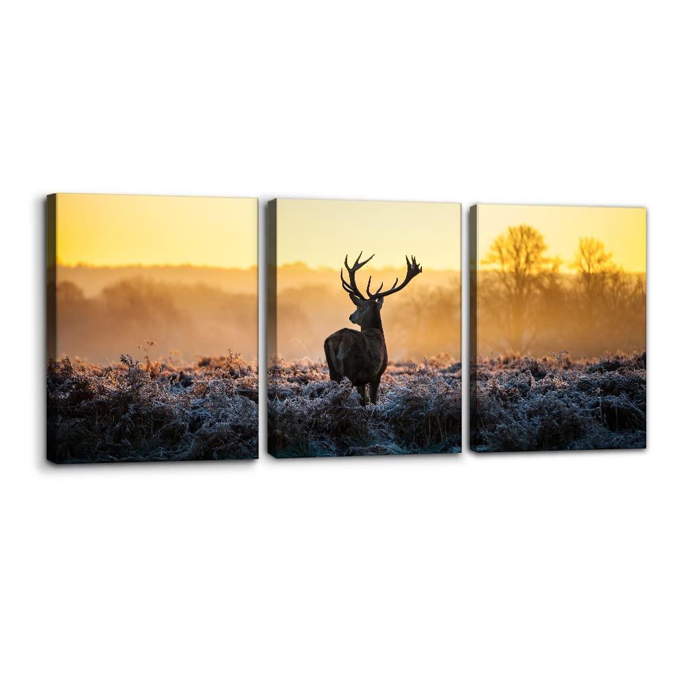 3 Pieces Mountain Canvas Wall Art for Living Room Nature Landscape Picture Sunflower Wall Decor for Bedroom Home Decoration Sunrise Grand Teton National Park Painting Framed Artwork - 12" x 16" x 3