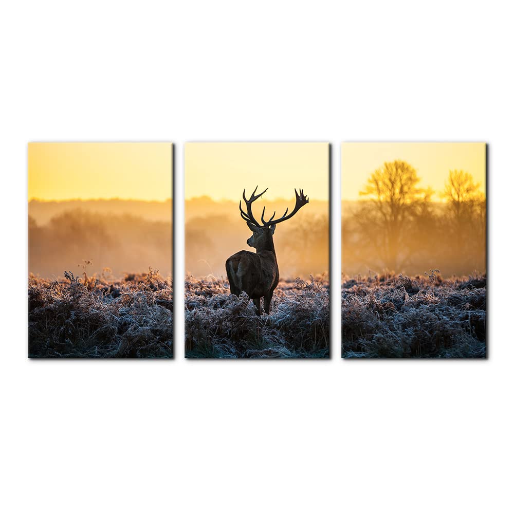 3 Pieces Mountain Canvas Wall Art for Living Room Nature Landscape Picture Sunflower Wall Decor for Bedroom Home Decoration Sunrise Grand Teton National Park Painting Framed Artwork - 12" x 16" x 3