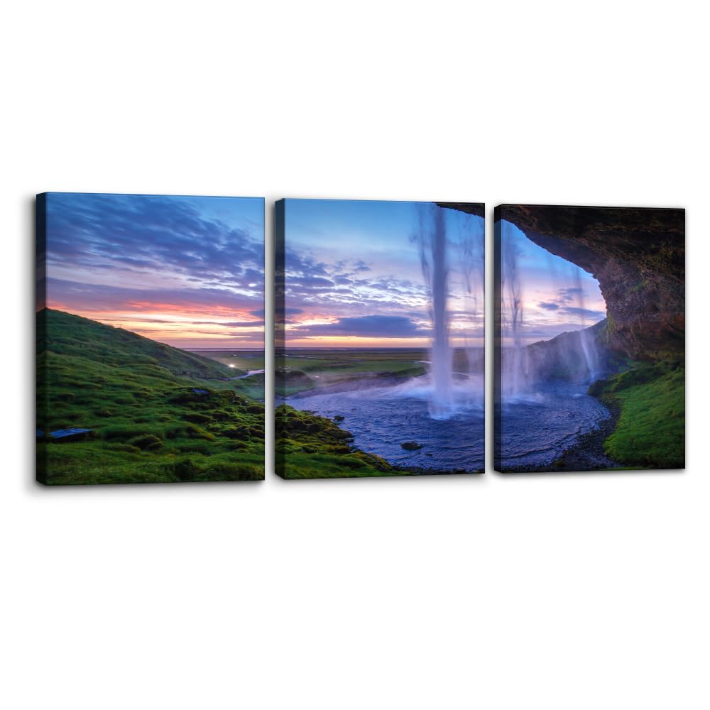 Pacimo 3 Pieces Canvas Wall Art Nature Landscape Sunrise Trees Pictures Painting Prints on Canvas Wall Decoration for Living Room Forest Framed Modern Artwork for Bedroom and Home Decor - 12"x16"x3