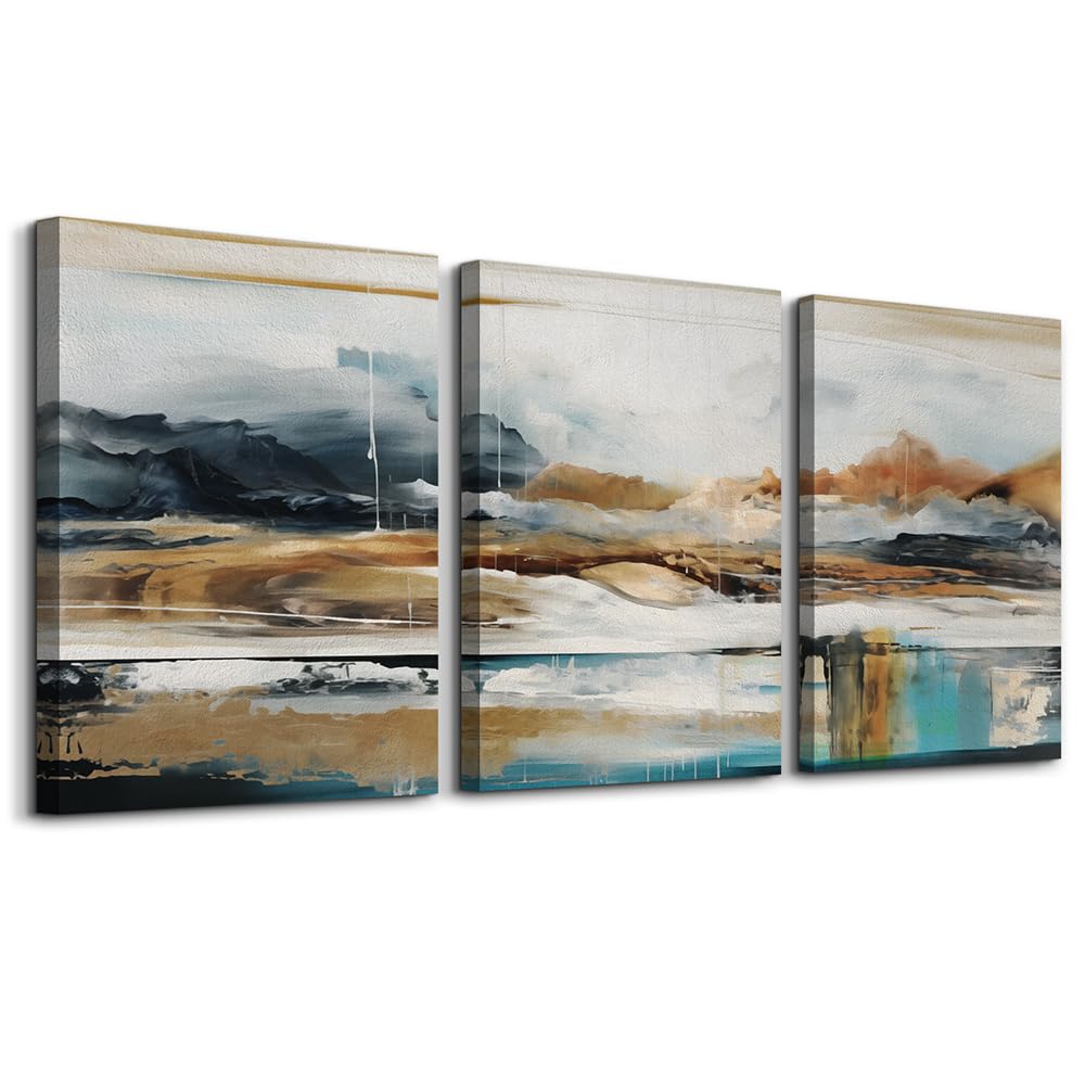 MHARTK66 Wall Art for Living Room Modern Wall Decor for Bedroom Office Decor Abstract Mountain Forest Landscapes Ink Painting 3 Piece Framed Canvas Art Prints Ready to Hang Wall Pictures Home Decor
