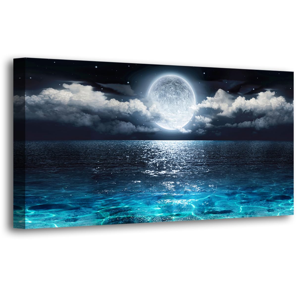 Wall Art Lake Mountain Landscape Picture Print Canvas Wall Art Modern Giclee Artwork Home Decor Stretched and Framed Ready to Hang,2cm Thick Frame, Waterproof Artwork