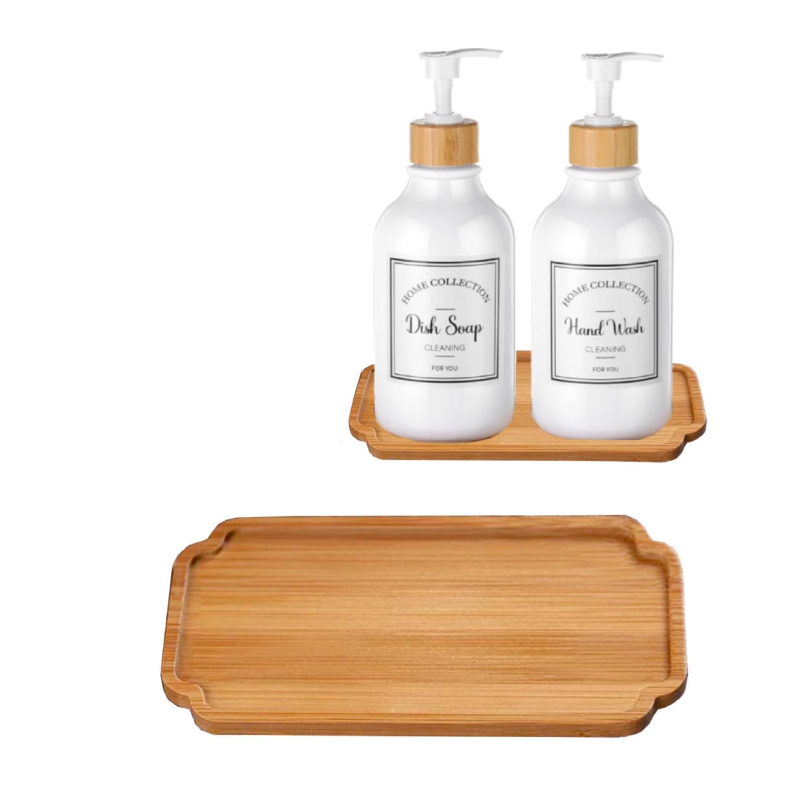 Bamboo soap Dispenser Tray, Bathroom Countertop Tray Kitchen Tray Bamboo T ray Sink T ray Dresser Jewelry Ring Dish, Comestic Holder Bathtub Organizer, Ideal for Jewelry, Cosmetics, and Small Items
