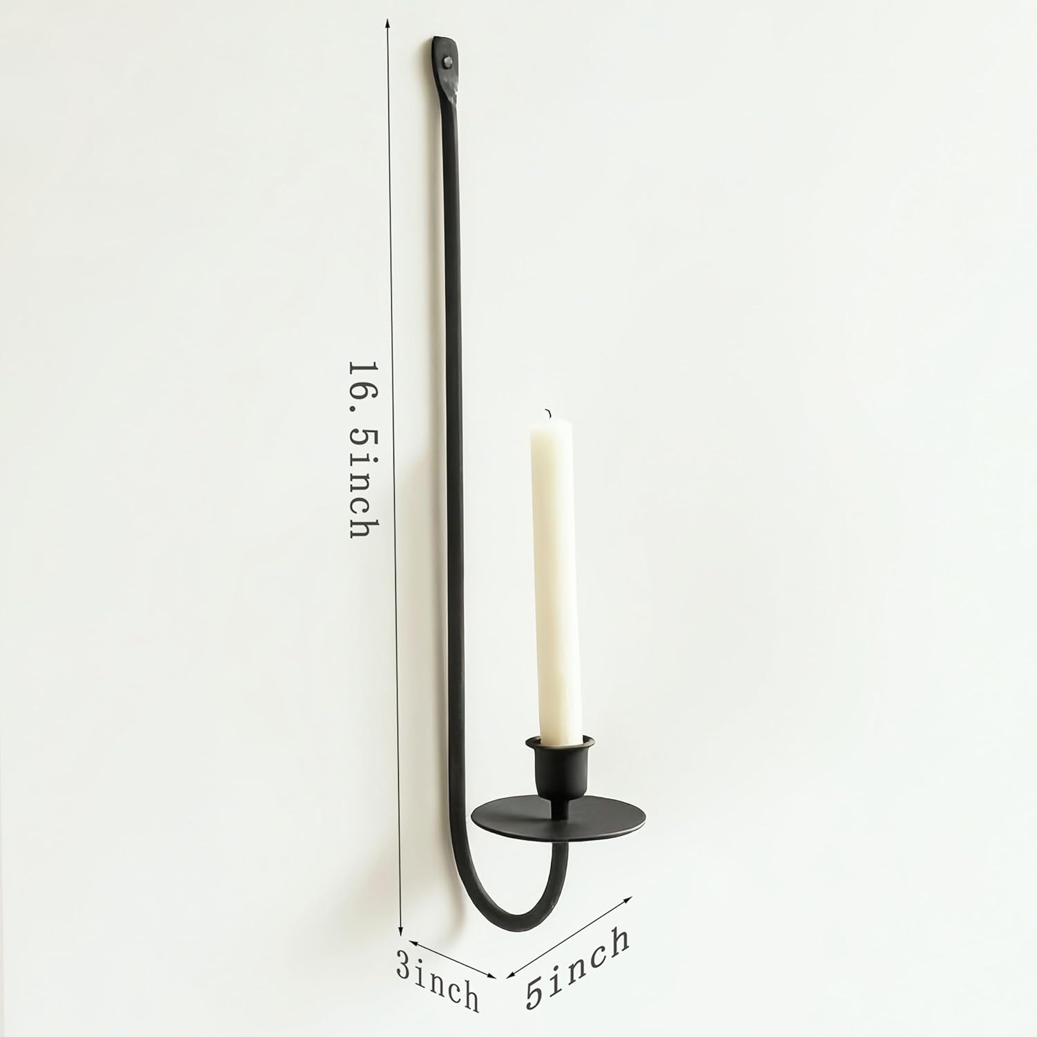 Metal Wall Candle Sconce Holder Set of 2 Wall Mount Candle Holders Modern Wall Candle Sconces Hanging for Living Room Farmhouse Fireplace Wedding 16.5"×5"×3" (Black)