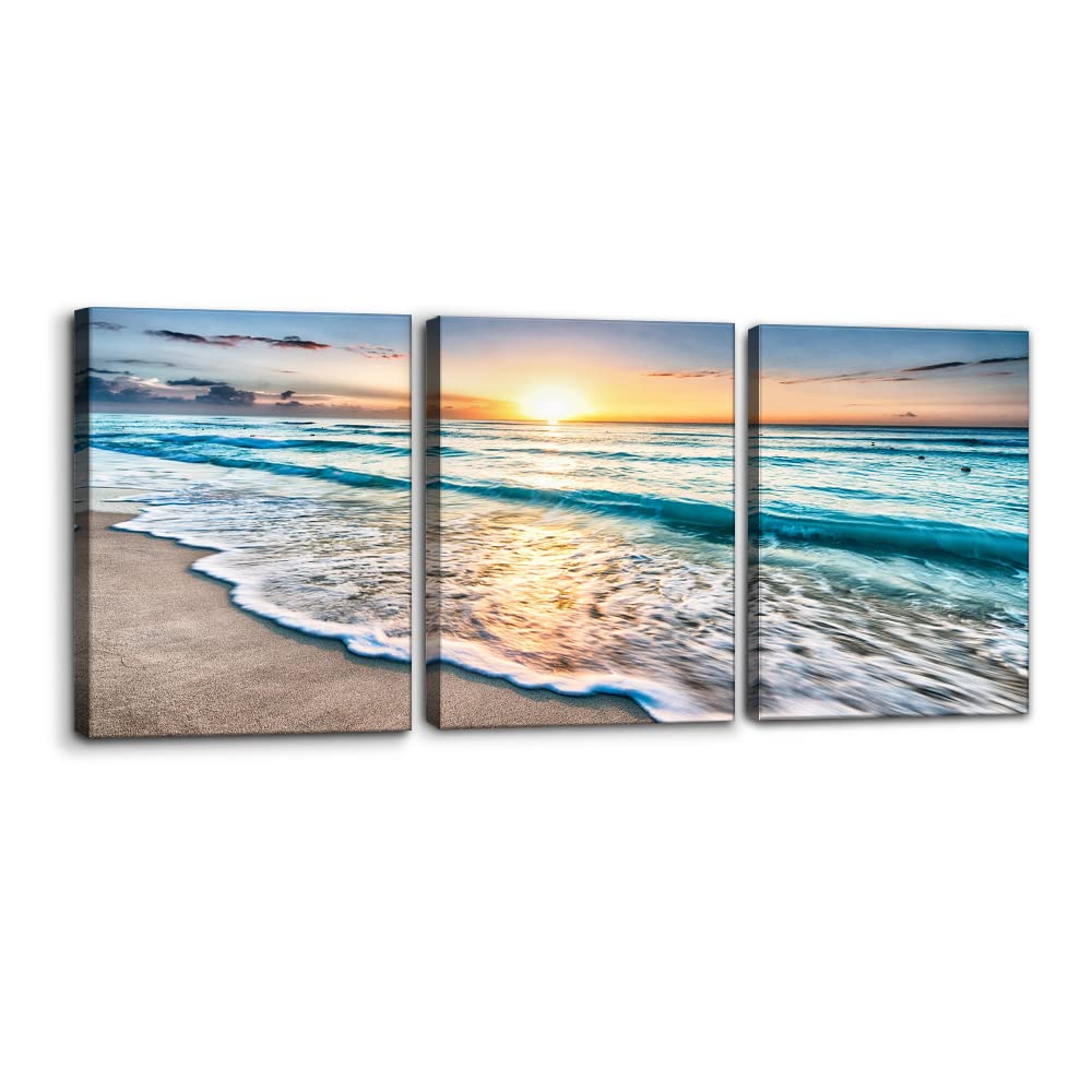 3 Pieces Mountain Canvas Wall Art for Living Room Nature Landscape Picture Sunflower Wall Decor for Bedroom Home Decoration Sunrise Grand Teton National Park Painting Framed Artwork - 12" x 16" x 3