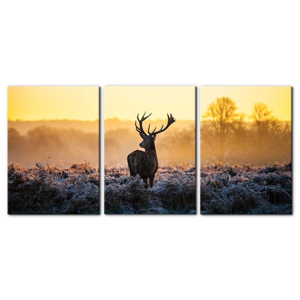 3 Pieces Mountain Canvas Wall Art for Living Room Nature Landscape Picture Sunflower Wall Decor for Bedroom Home Decoration Sunrise Grand Teton National Park Painting Framed Artwork - 12" x 16" x 3