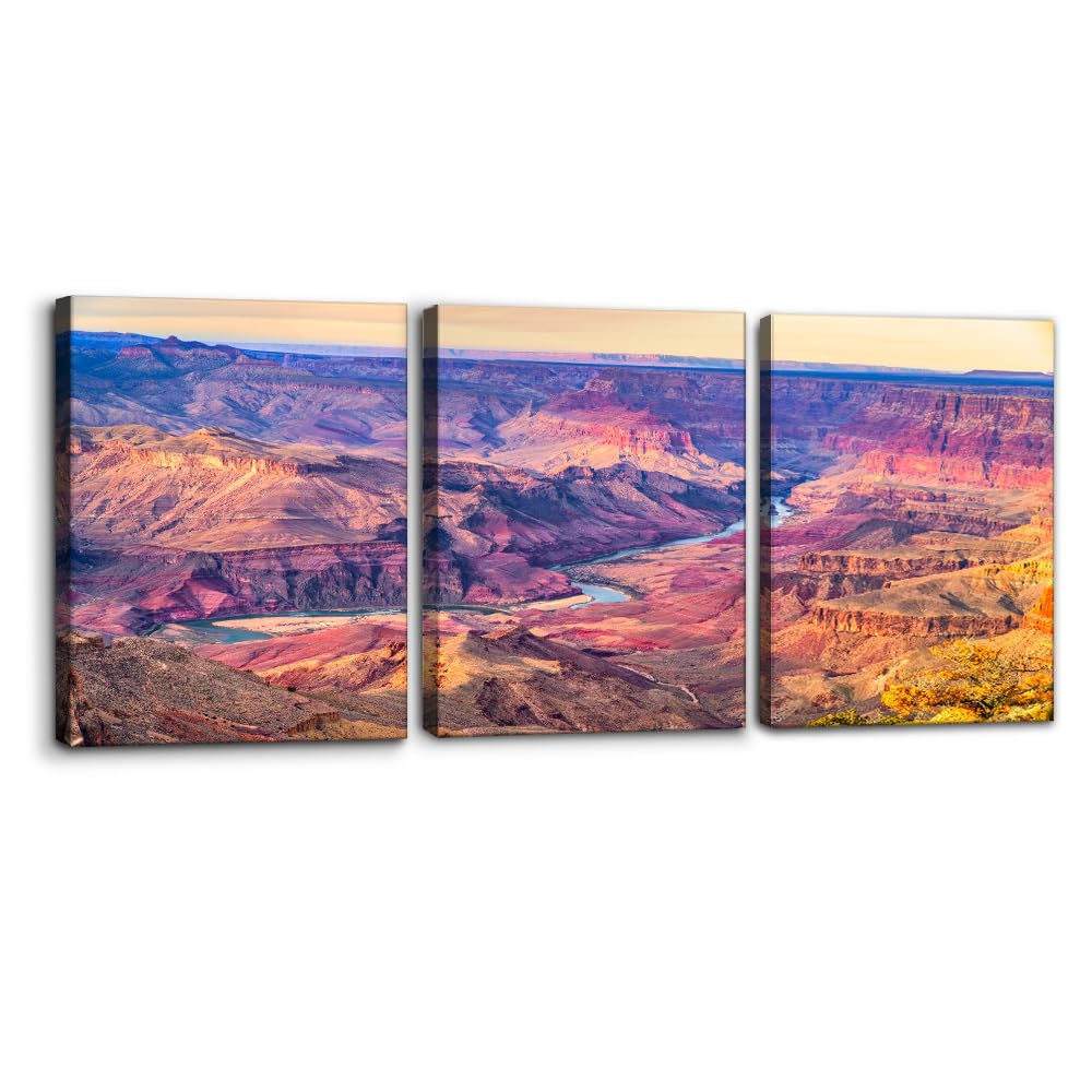 Pacimo 3 Pieces Canvas Wall Art Nature Landscape Sunrise Trees Pictures Painting Prints on Canvas Wall Decoration for Living Room Forest Framed Modern Artwork for Bedroom and Home Decor - 12"x16"x3