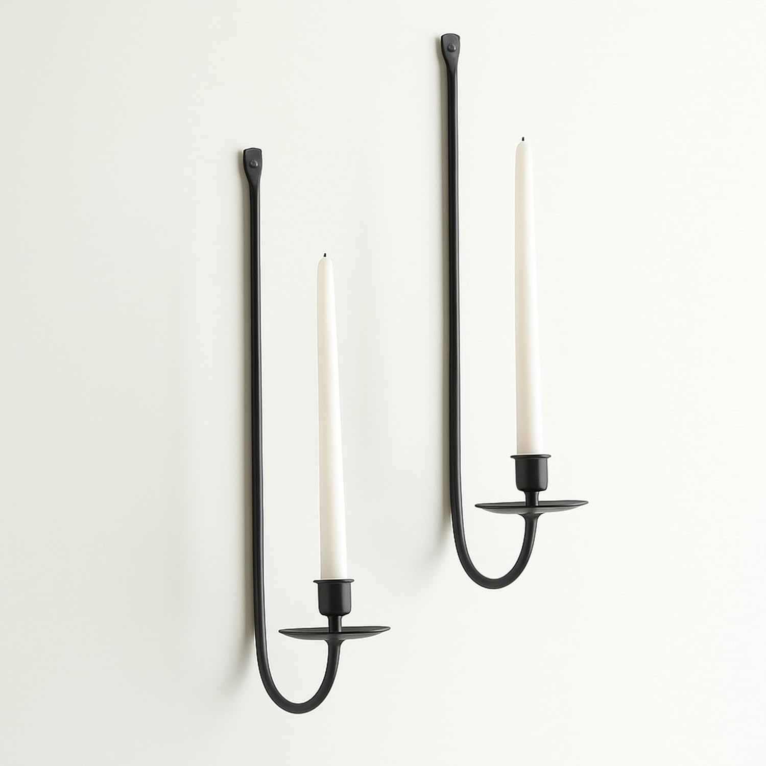 Metal Wall Candle Sconce Holder Set of 2 Wall Mount Candle Holders Modern Wall Candle Sconces Hanging for Living Room Farmhouse Fireplace Wedding 16.5"×5"×3" (Black)