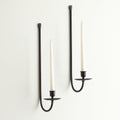 Metal Wall Candle Sconce Holder Set of 2 Wall Mount Candle Holders Modern Wall Candle Sconces Hanging for Living Room Farmhouse Fireplace Wedding 16.5"×5"×3" (Black)