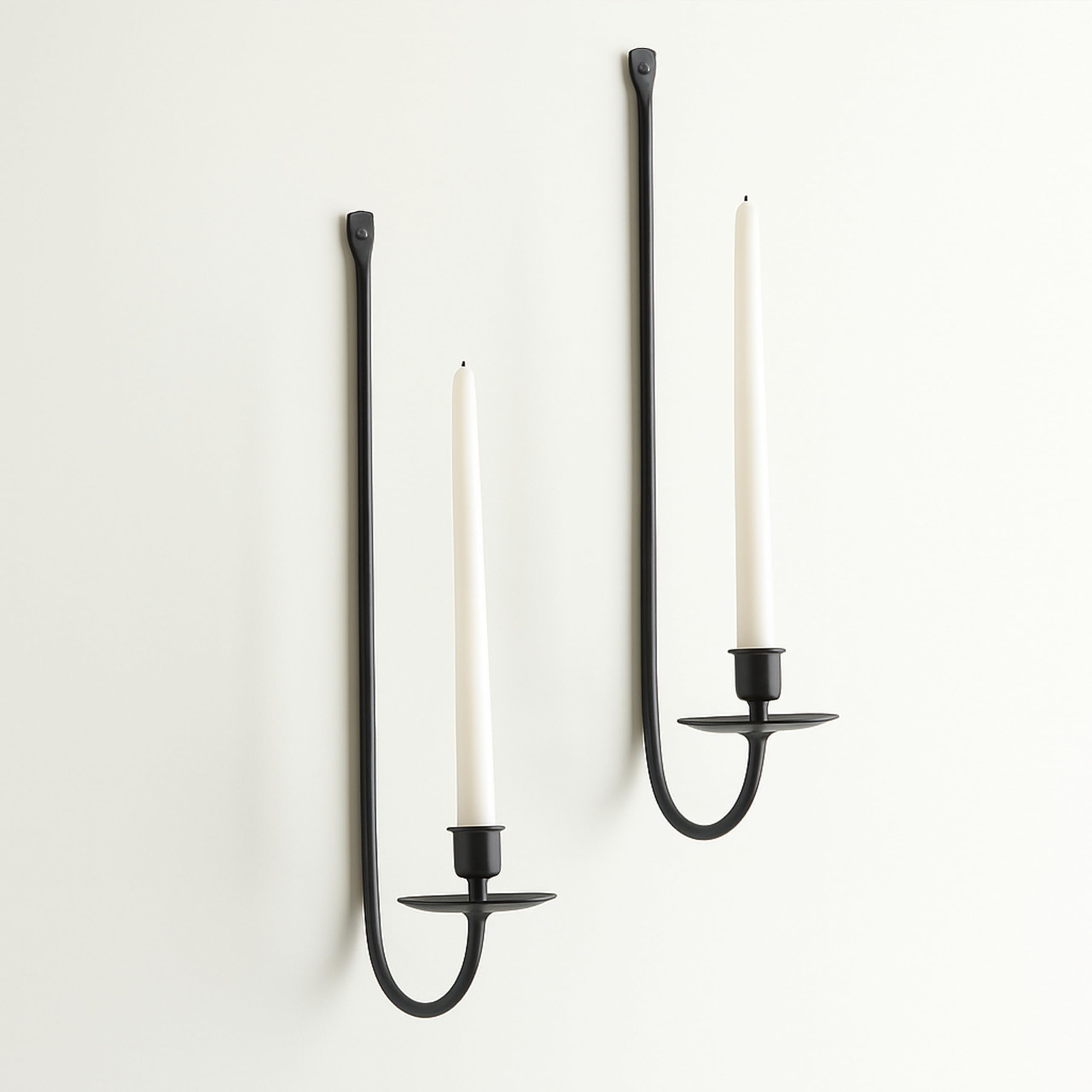 Metal Wall Candle Sconce Holder Set of 2 Wall Mount Candle Holders Modern Wall Candle Sconces Hanging for Living Room Farmhouse Fireplace Wedding 16.5"×5"×3" (Black)