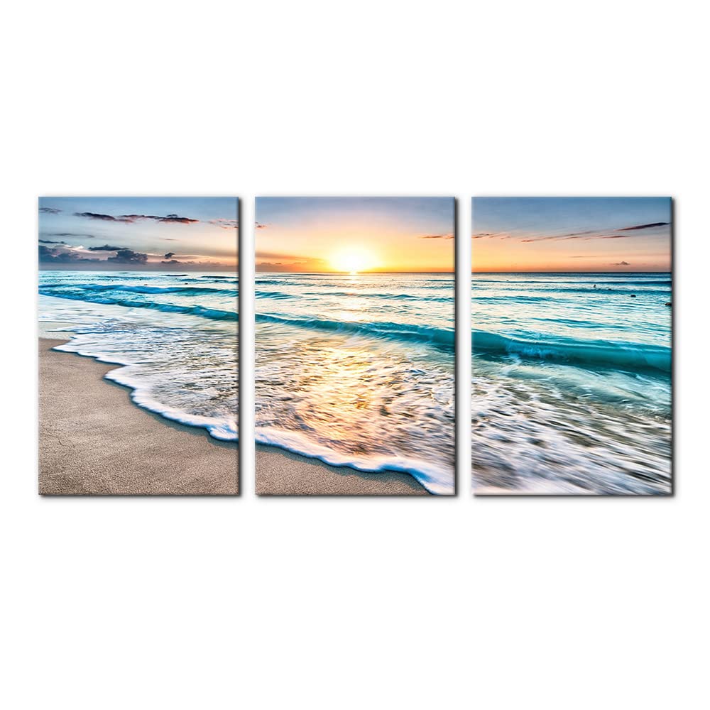 3 Pieces Mountain Canvas Wall Art for Living Room Nature Landscape Picture Sunflower Wall Decor for Bedroom Home Decoration Sunrise Grand Teton National Park Painting Framed Artwork - 12" x 16" x 3