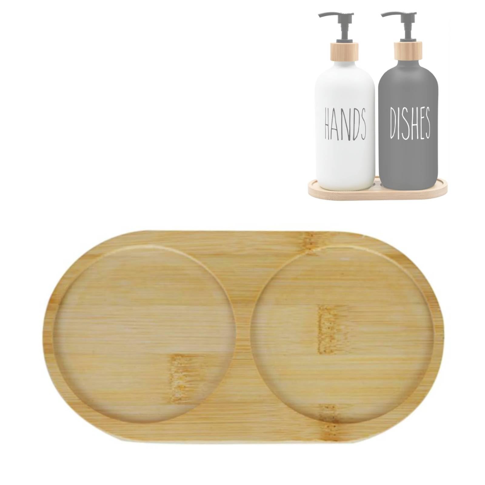 Bamboo soap Dispenser Tray, Bathroom Countertop Tray Kitchen Tray Bamboo T ray Sink T ray Dresser Jewelry Ring Dish, Comestic Holder Bathtub Organizer, Ideal for Jewelry, Cosmetics, and Small Items