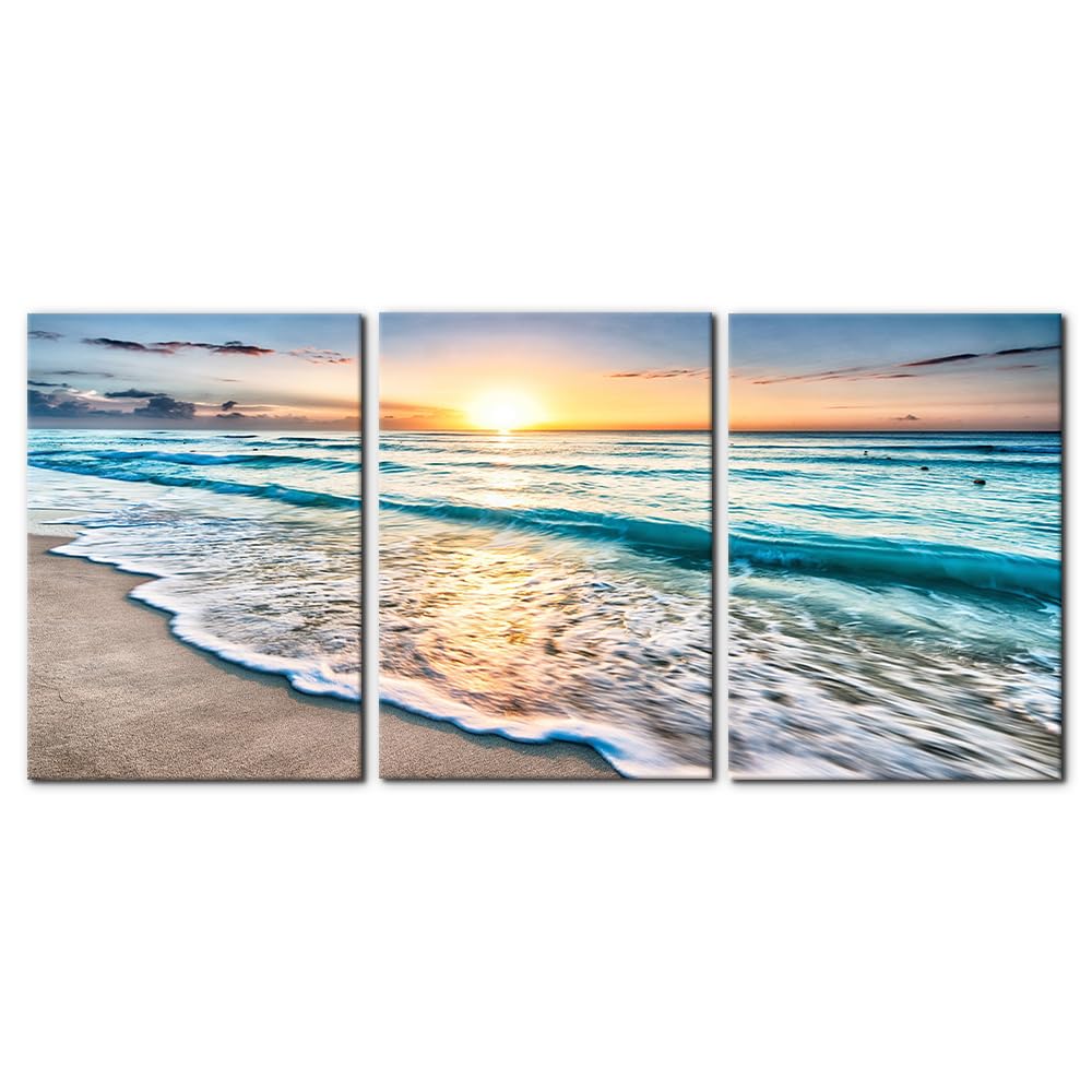 3 Pieces Mountain Canvas Wall Art for Living Room Nature Landscape Picture Sunflower Wall Decor for Bedroom Home Decoration Sunrise Grand Teton National Park Painting Framed Artwork - 12" x 16" x 3