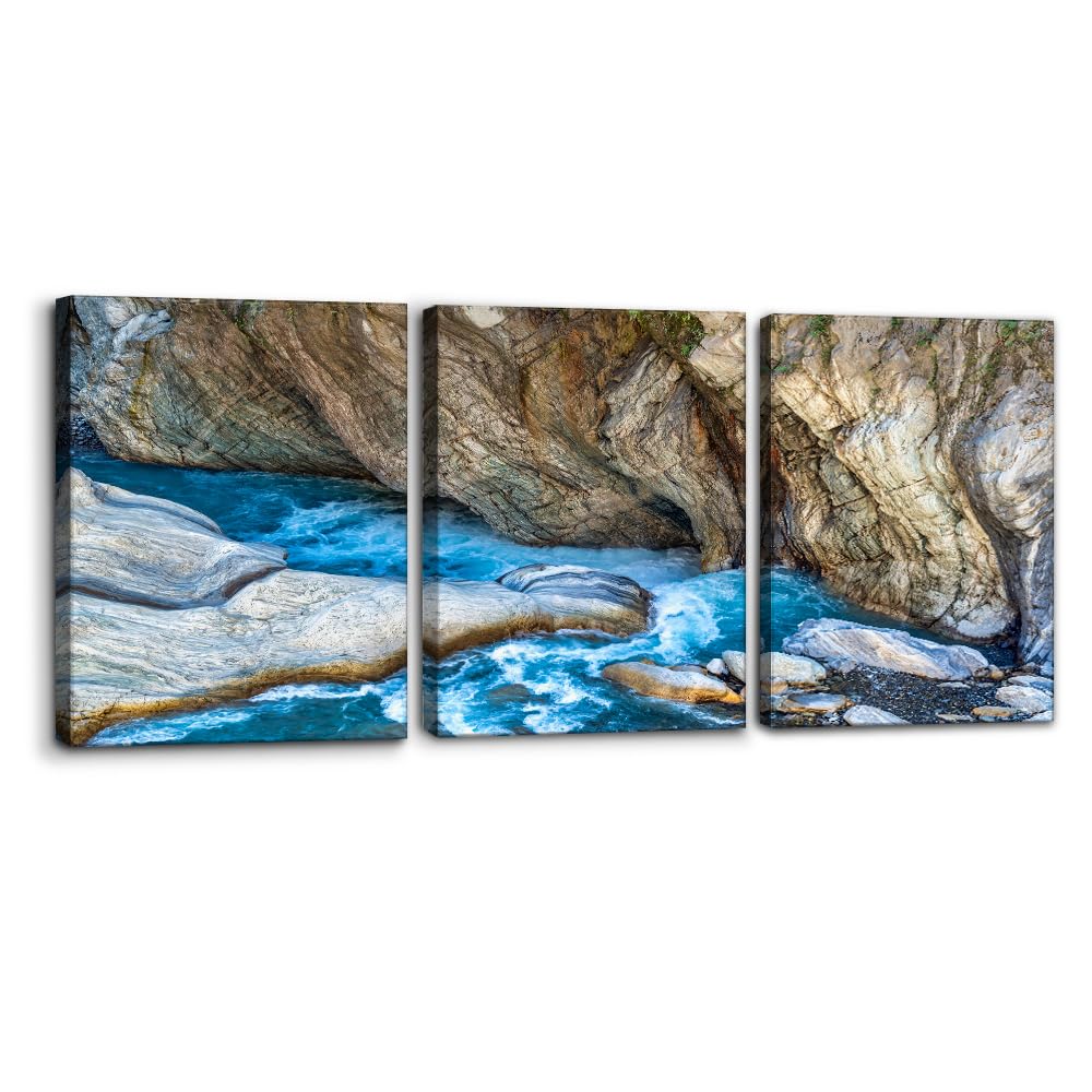 Pacimo 3 Pieces Canvas Wall Art Nature Landscape Sunrise Trees Pictures Painting Prints on Canvas Wall Decoration for Living Room Forest Framed Modern Artwork for Bedroom and Home Decor - 12"x16"x3