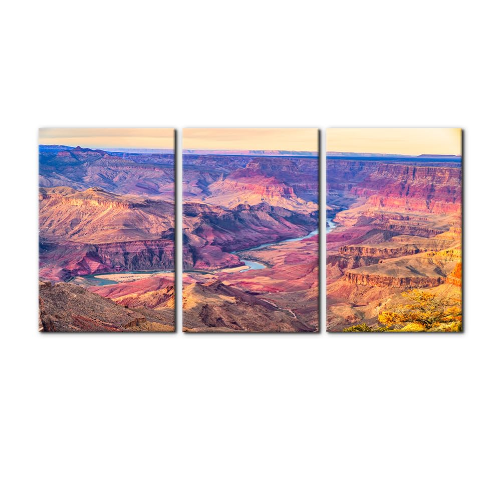 Pacimo 3 Pieces Canvas Wall Art Nature Landscape Sunrise Trees Pictures Painting Prints on Canvas Wall Decoration for Living Room Forest Framed Modern Artwork for Bedroom and Home Decor - 12"x16"x3