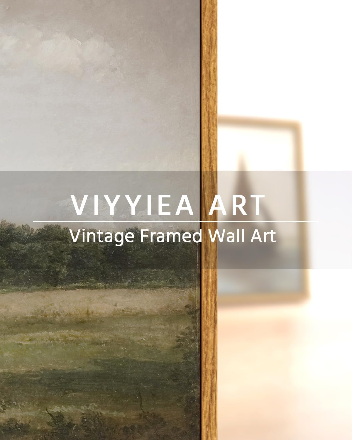 VIYYIEA Vintage Landscape Large Framed Wall Art, Nature Wilderness Scenery Paintings Decor Aesthetic, 24x36 Inch Canvas Print Artwork, Retro Farm Landscape Wall Pictures for Bedroom Living Room