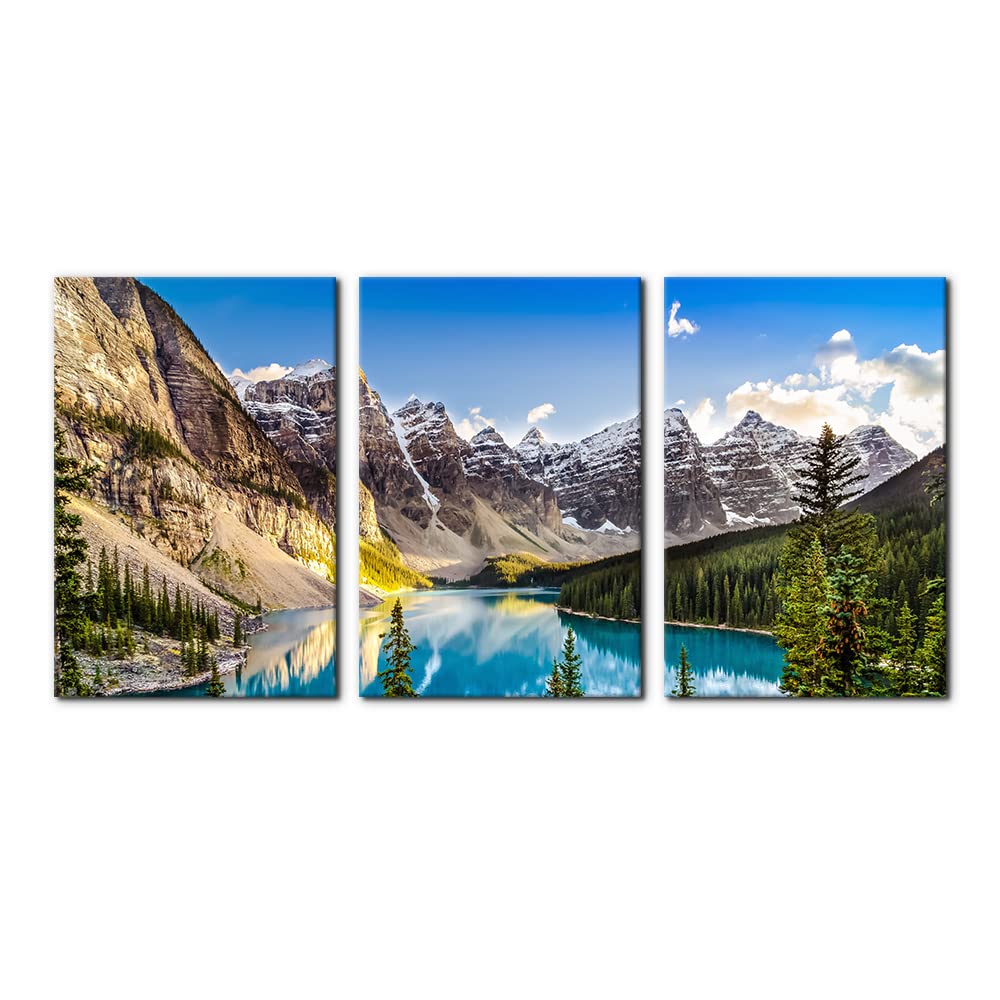 3 Pieces Mountain Canvas Wall Art for Living Room Nature Landscape Picture Sunflower Wall Decor for Bedroom Home Decoration Sunrise Grand Teton National Park Painting Framed Artwork - 12" x 16" x 3