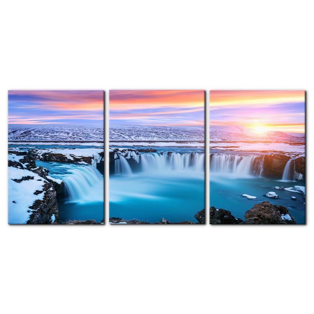 Pacimo 3 Pieces Canvas Wall Art Nature Landscape Sunrise Trees Pictures Painting Prints on Canvas Wall Decoration for Living Room Forest Framed Modern Artwork for Bedroom and Home Decor - 12"x16"x3