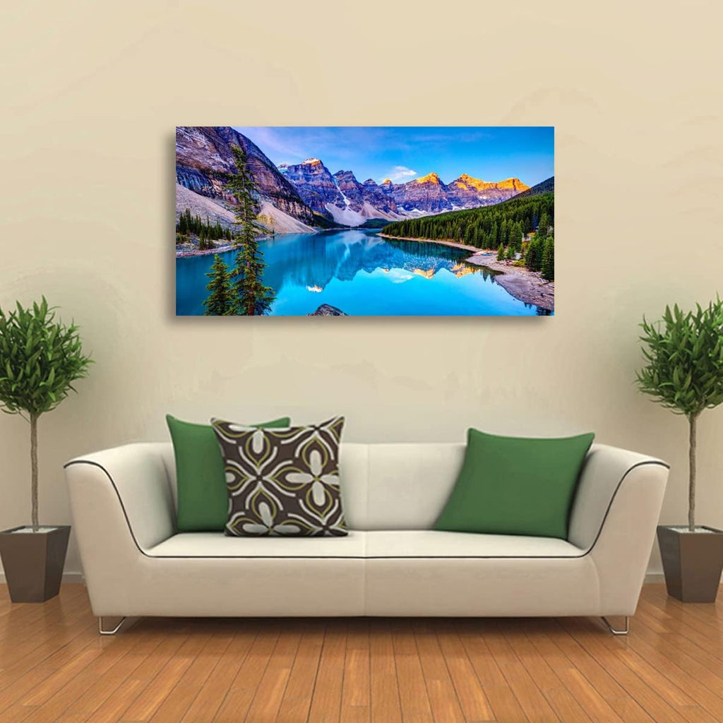 Wall Art Lake Mountain Landscape Picture Print Canvas Wall Art Modern Giclee Artwork Home Decor Stretched and Framed Ready to Hang,2cm Thick Frame, Waterproof Artwork