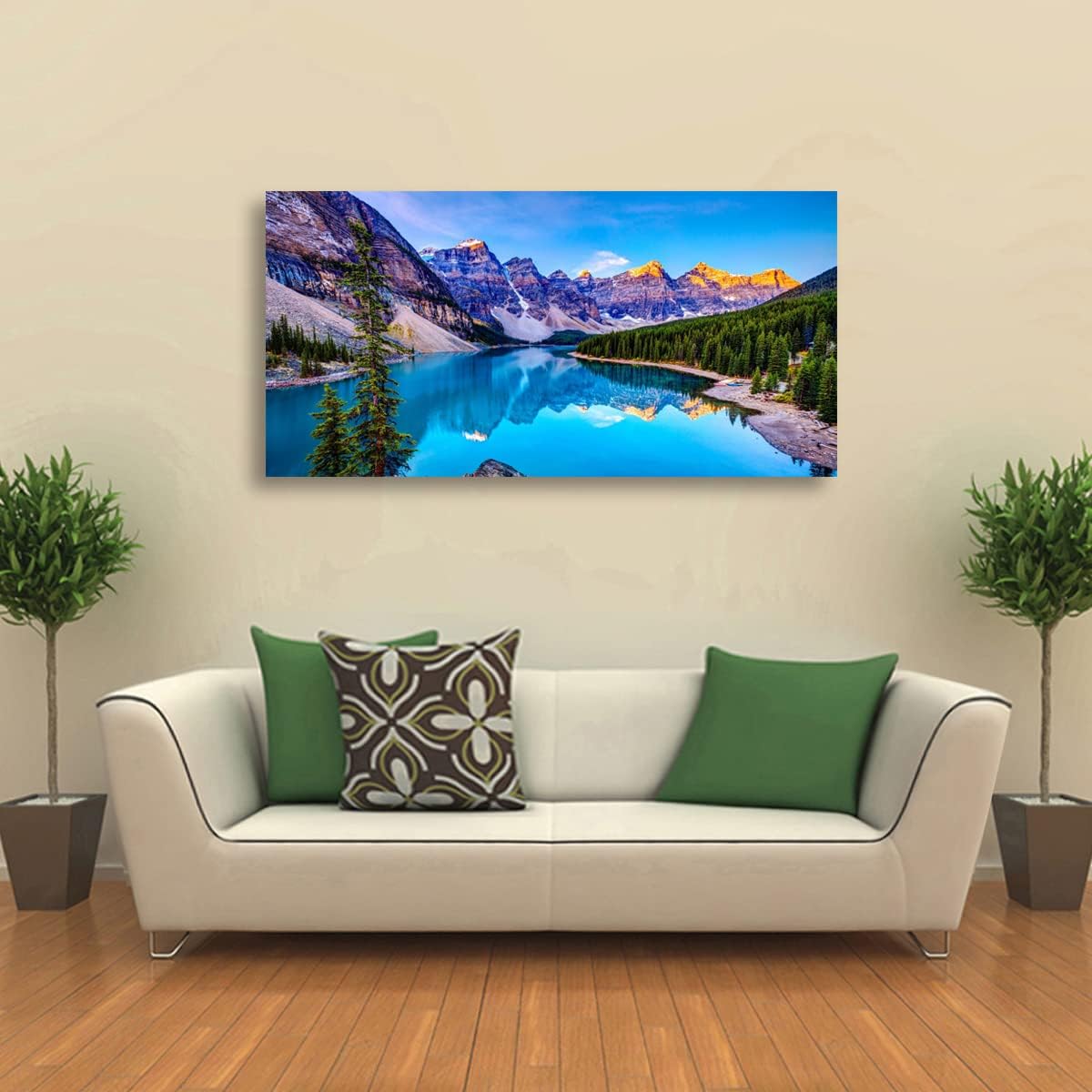 Wall Art Lake Mountain Landscape Picture Print Canvas Wall Art Modern Giclee Artwork Home Decor Stretched and Framed Ready to Hang,2cm Thick Frame, Waterproof Artwork
