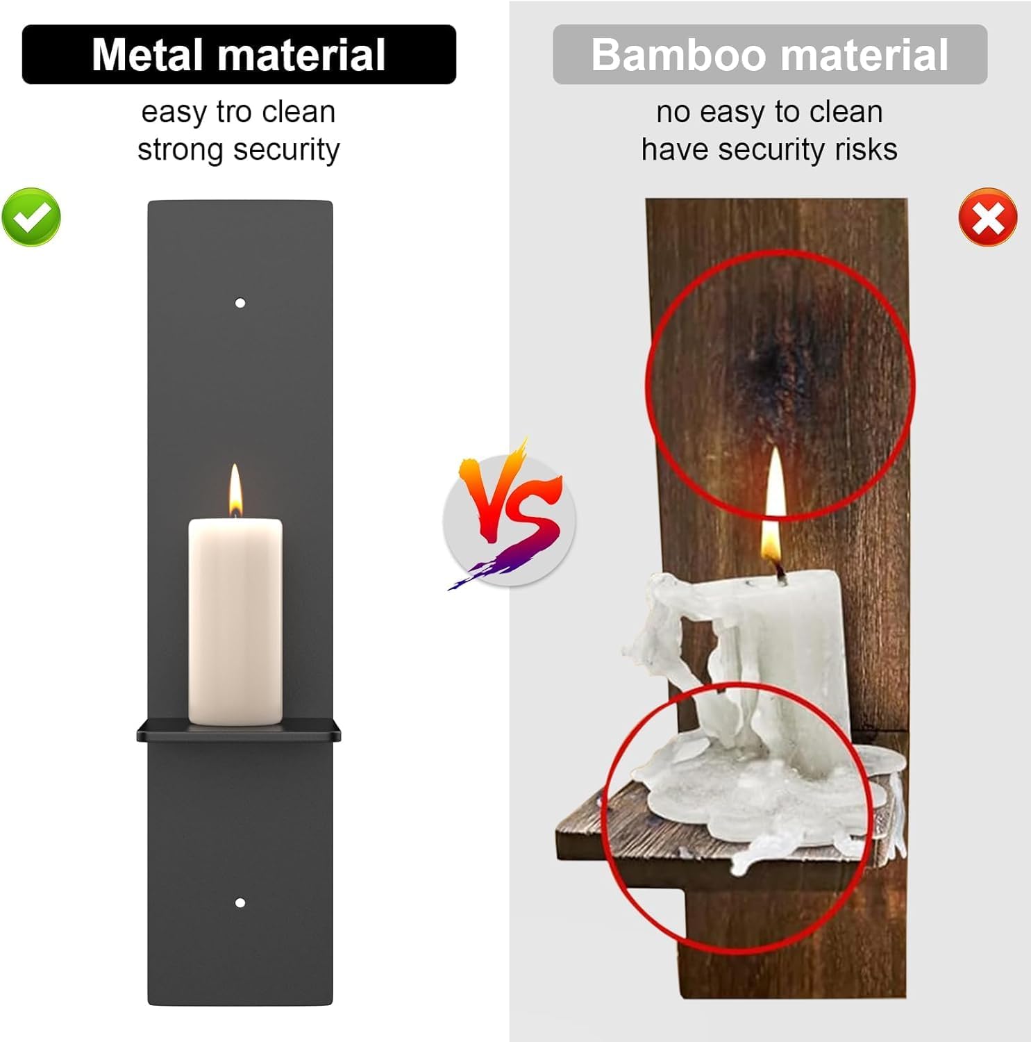 Wall Candle sconces Set of Two,GWEUZMAL Metal Candle Sconces, Black Wall Candle Holder for Living Room Entryway,Fireplace,Wedding