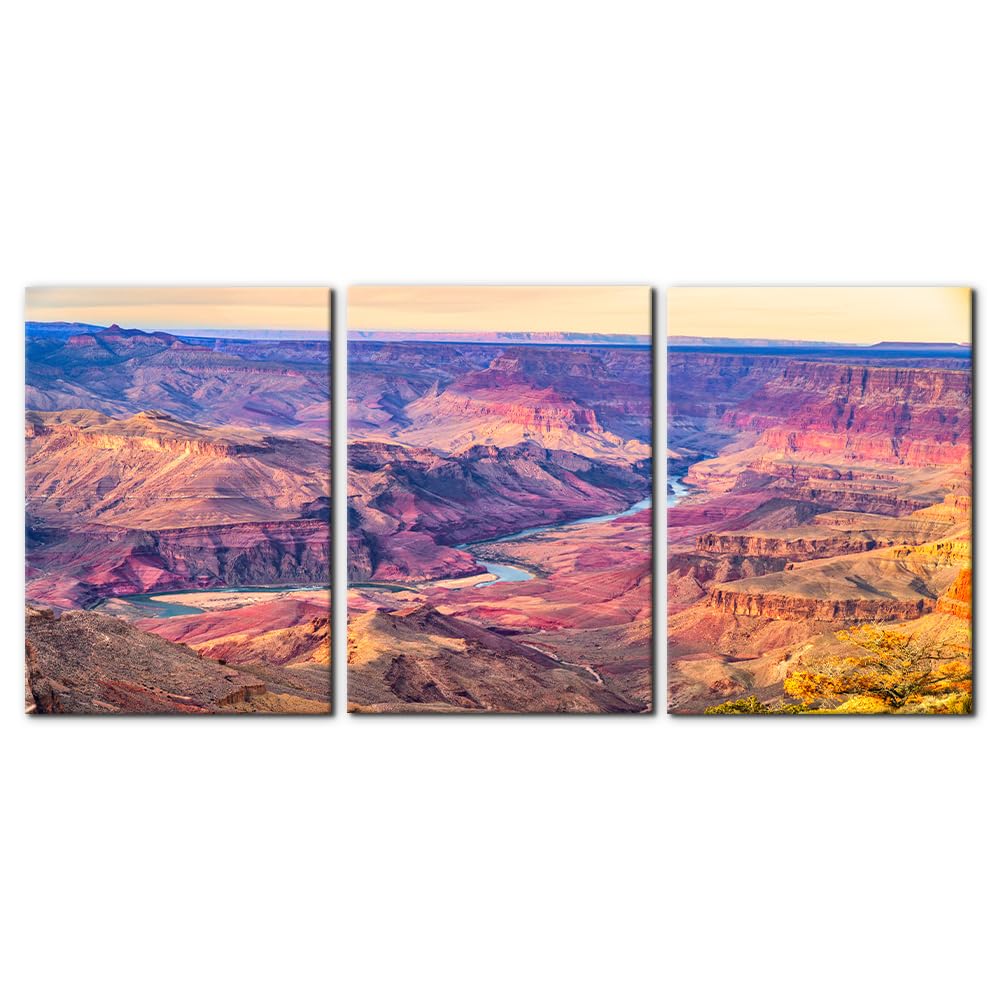 Pacimo 3 Pieces Canvas Wall Art Nature Landscape Sunrise Trees Pictures Painting Prints on Canvas Wall Decoration for Living Room Forest Framed Modern Artwork for Bedroom and Home Decor - 12"x16"x3