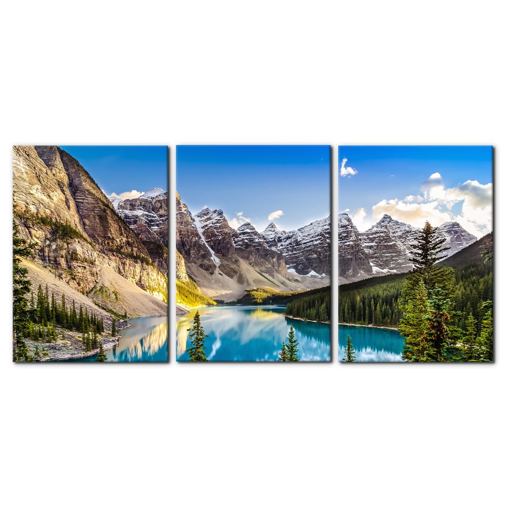 3 Pieces Mountain Canvas Wall Art for Living Room Nature Landscape Picture Sunflower Wall Decor for Bedroom Home Decoration Sunrise Grand Teton National Park Painting Framed Artwork - 12" x 16" x 3