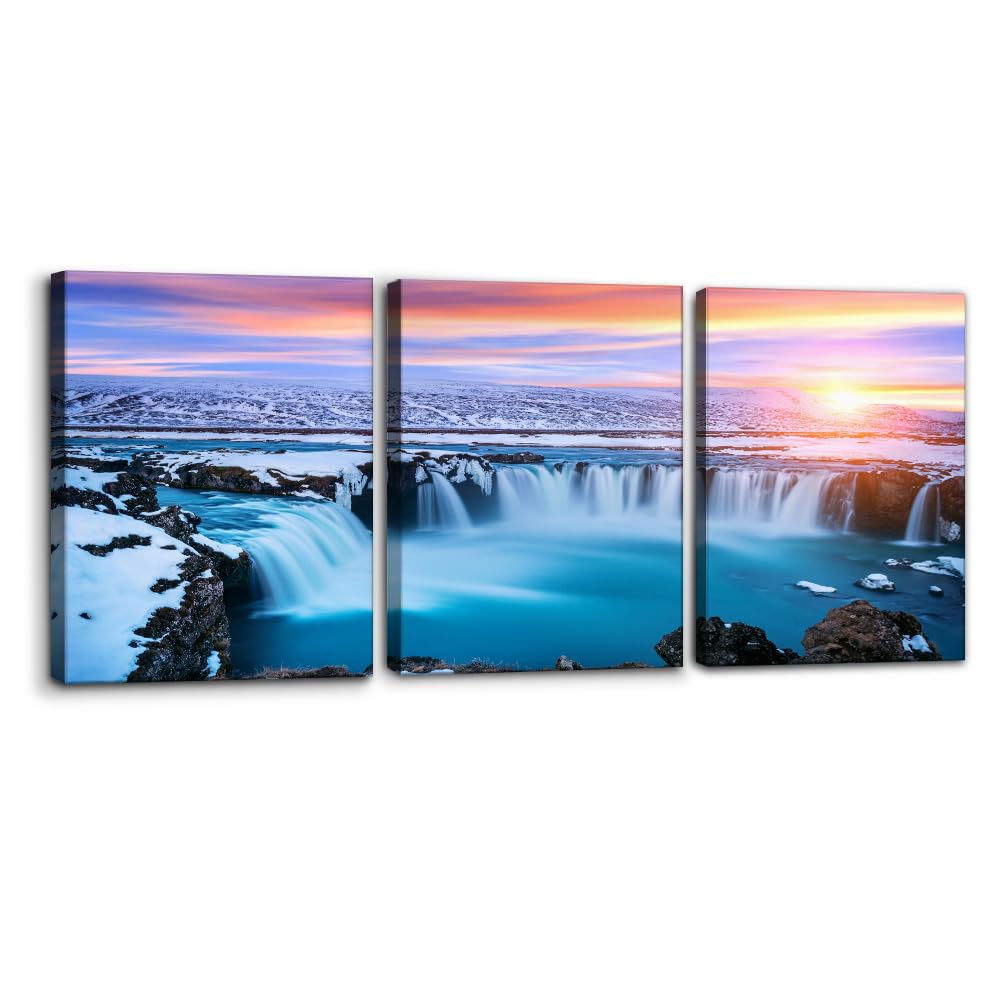 Pacimo 3 Pieces Canvas Wall Art Nature Landscape Sunrise Trees Pictures Painting Prints on Canvas Wall Decoration for Living Room Forest Framed Modern Artwork for Bedroom and Home Decor - 12"x16"x3
