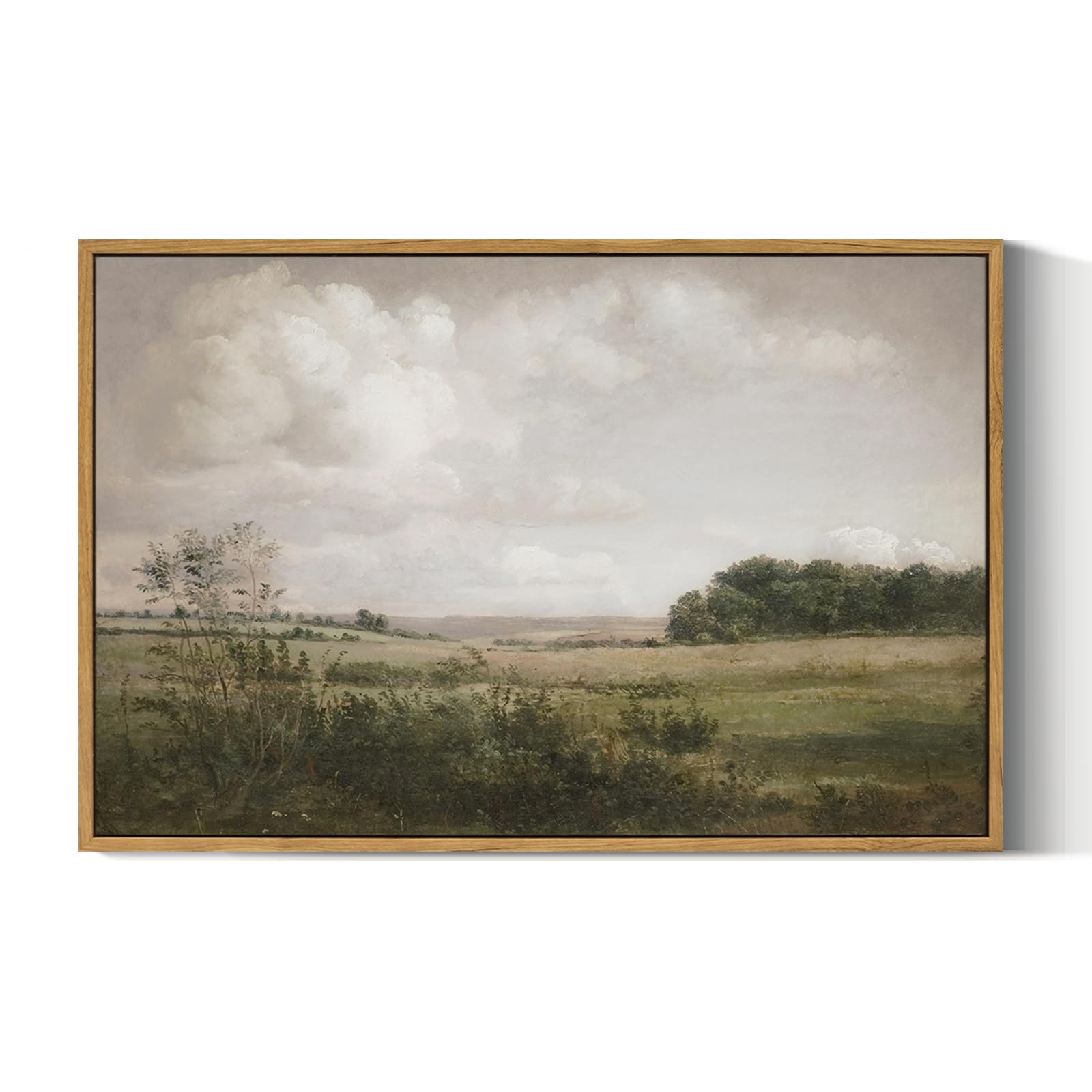 VIYYIEA Vintage Landscape Large Framed Wall Art, Nature Wilderness Scenery Paintings Decor Aesthetic, 24x36 Inch Canvas Print Artwork, Retro Farm Landscape Wall Pictures for Bedroom Living Room