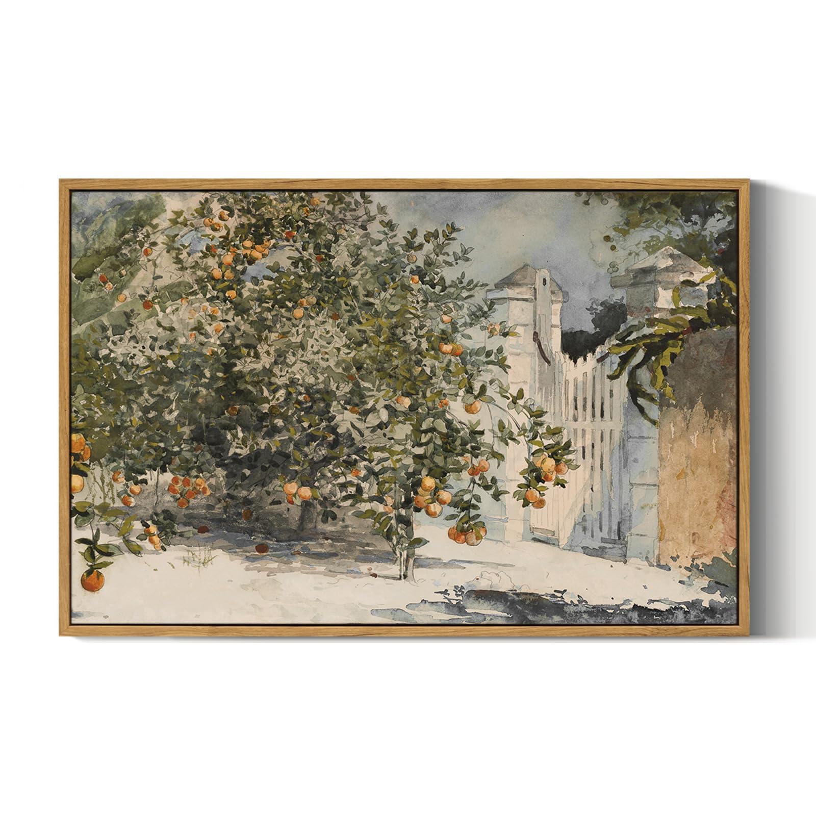 VIYYIEA Vintage Landscape Large Framed Wall Art, Nature Wilderness Scenery Paintings Decor Aesthetic, 24x36 Inch Canvas Print Artwork, Retro Farm Landscape Wall Pictures for Bedroom Living Room