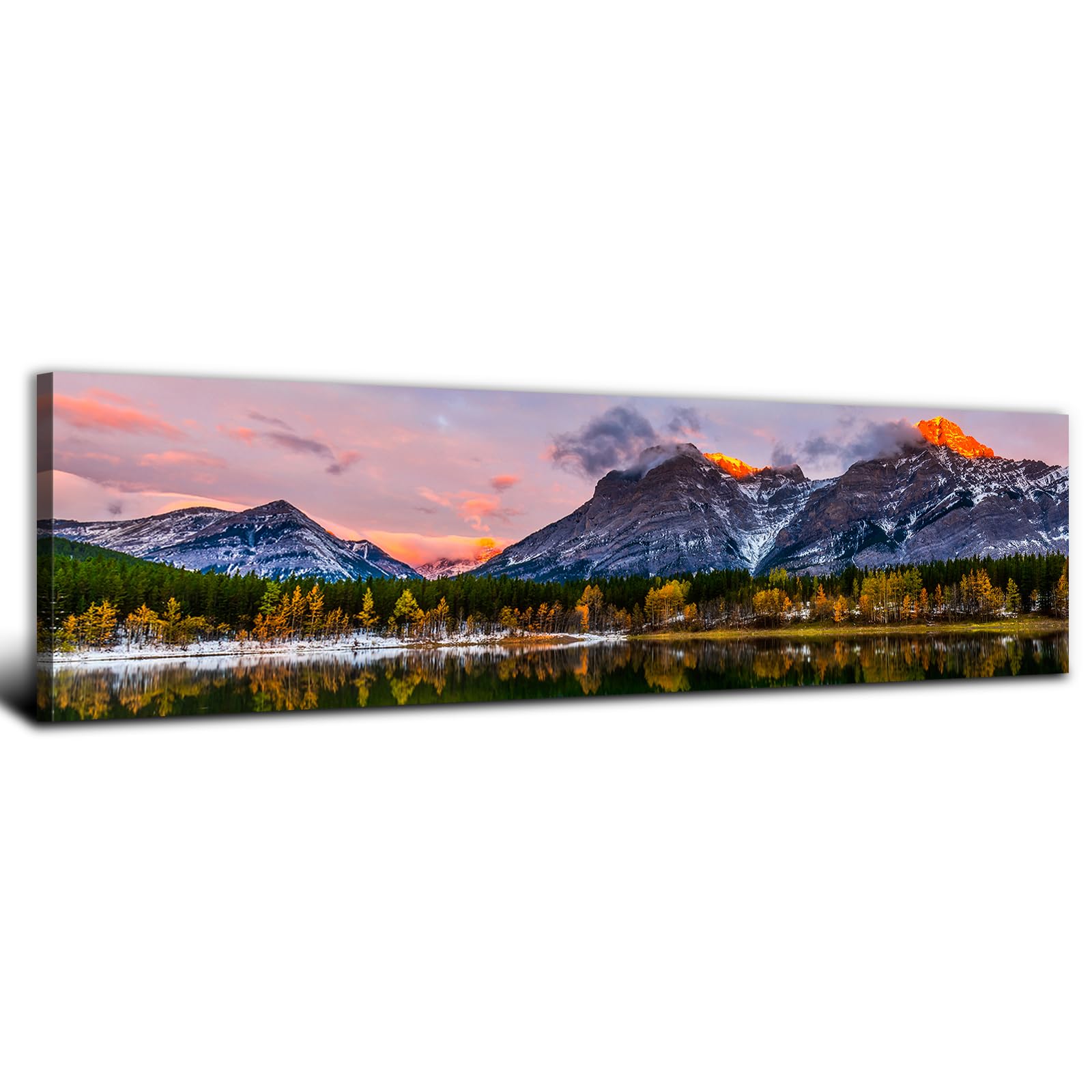 Rustic Wildflower Wall Art Colorful Farmhouse Floral Scenery Picture Decor Watercolor Flower Landscape Wood Grain Prints Painting Artwork for Living Room Office Bathroom Bedroom Home Decoration 14x48"