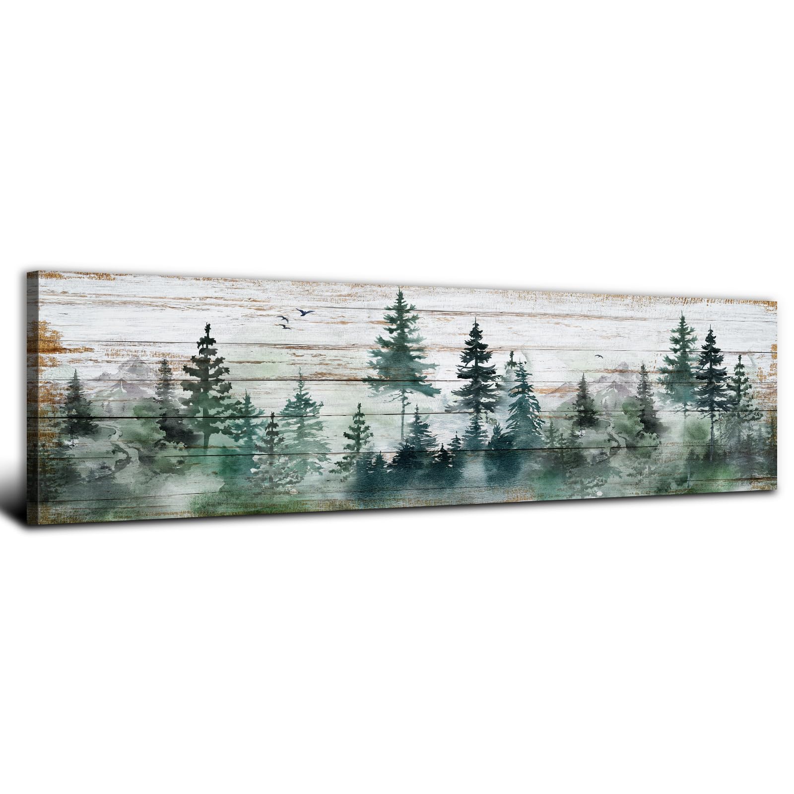 Rustic Wildflower Wall Art Colorful Farmhouse Floral Scenery Picture Decor Watercolor Flower Landscape Wood Grain Prints Painting Artwork for Living Room Office Bathroom Bedroom Home Decoration 14x48"