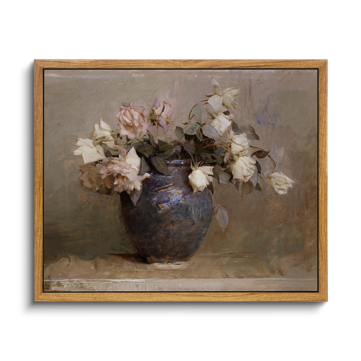 InSimSea Framed Canvas Wall Art Vintage Decor, Landscape Wall Art, Meadow with Flowers Art, Modern Farmhouse Decor, Cottagecore Bedroom Bathroom Office Decorations, 24"x36"