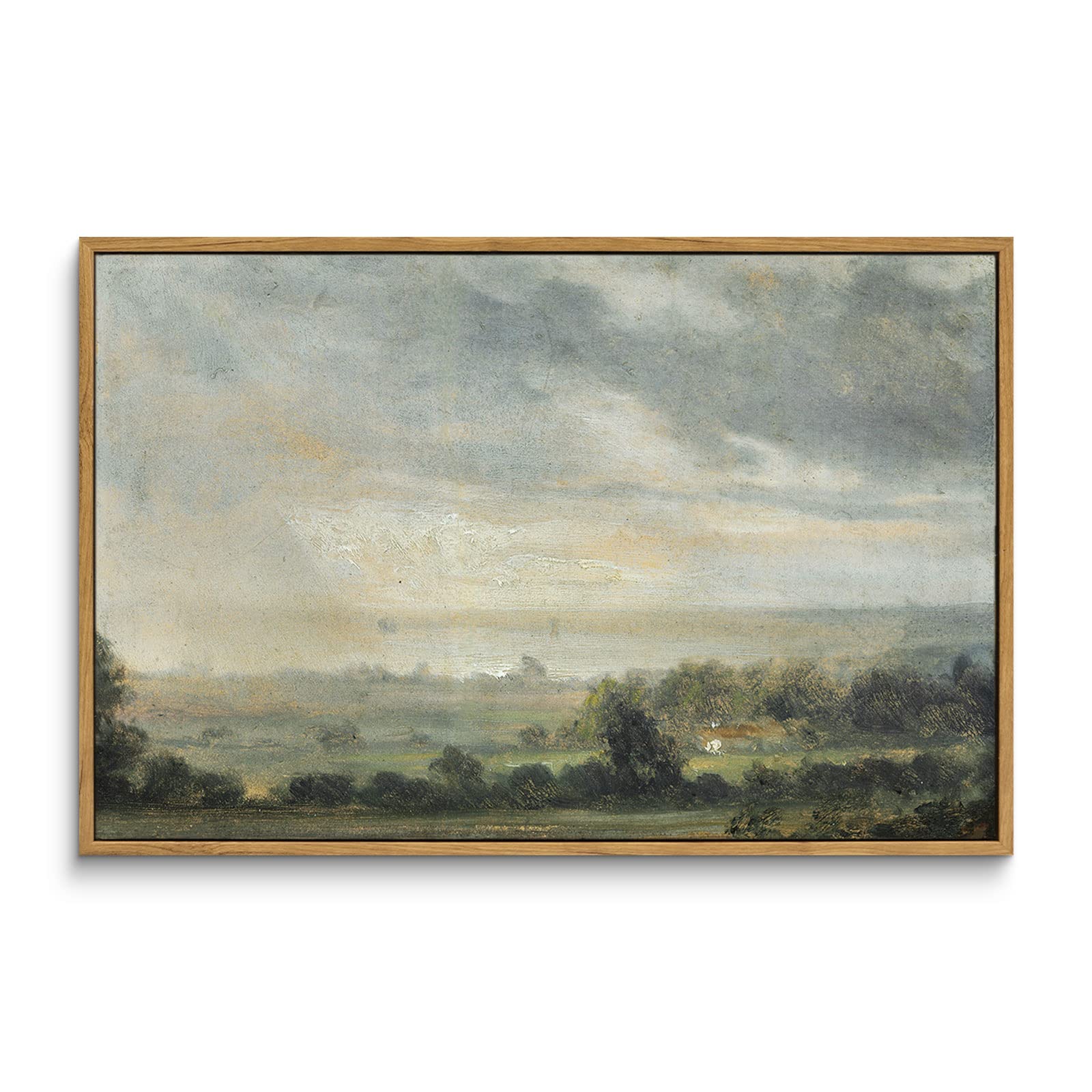 InSimSea Framed Canvas Wall Art Vintage Decor, Landscape Wall Art, Meadow with Flowers Art, Modern Farmhouse Decor, Cottagecore Bedroom Bathroom Office Decorations, 24"x36"