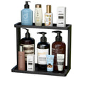 PEKER Bamboo Bathroom Organizer Countertop – Small Vanity Storage Shelf for Makeup, Perfume, Skincare – Natural Cosmetics Display Rack for Dresser, Sink, Kitchen –White