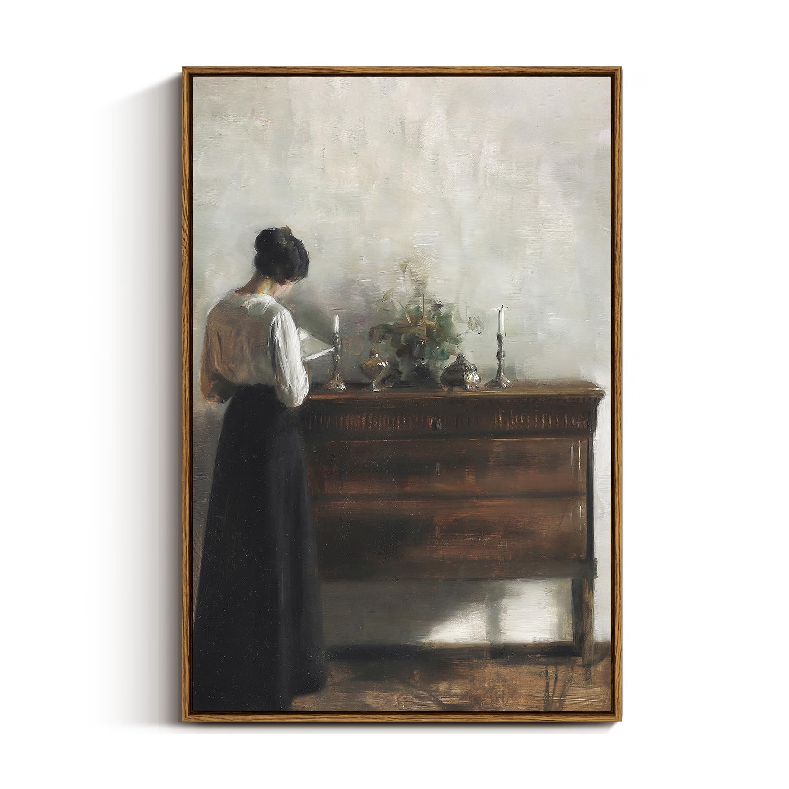 VIYYIEA Vintage Landscape Large Framed Wall Art, Nature Wilderness Scenery Paintings Decor Aesthetic, 24x36 Inch Canvas Print Artwork, Retro Farm Landscape Wall Pictures for Bedroom Living Room