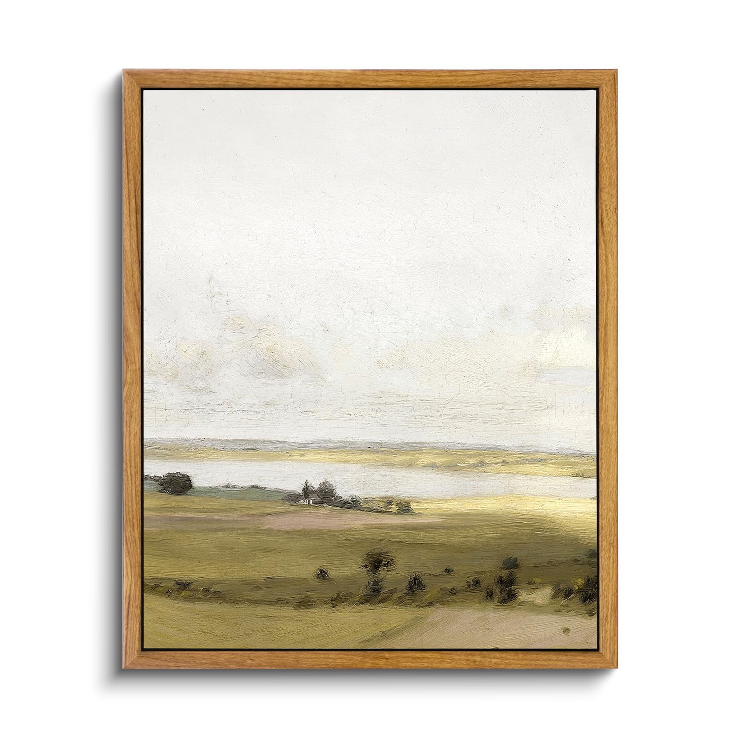VIYYIEA Vintage Landscape Large Framed Wall Art, Nature Wilderness Scenery Paintings Decor Aesthetic, 24x36 Inch Canvas Print Artwork, Retro Farm Landscape Wall Pictures for Bedroom Living Room
