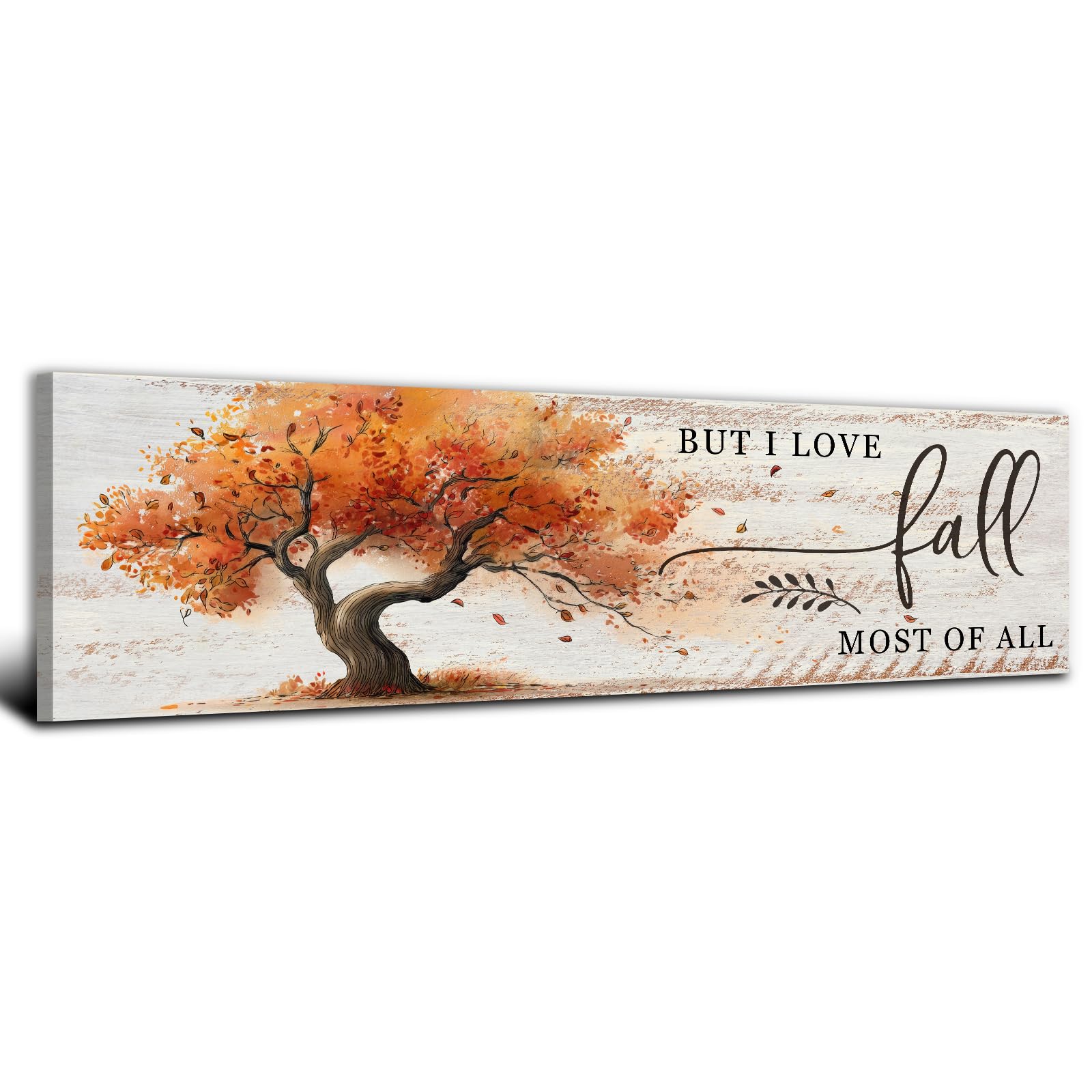 Rustic Wildflower Wall Art Colorful Farmhouse Floral Scenery Picture Decor Watercolor Flower Landscape Wood Grain Prints Painting Artwork for Living Room Office Bathroom Bedroom Home Decoration 14x48"
