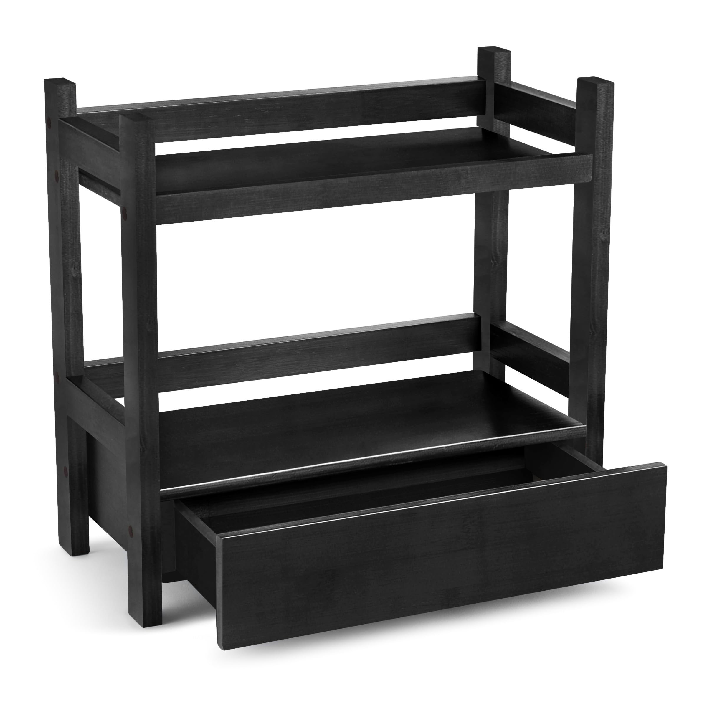 Sorbus Bamboo Bathroom Counter Organizer – 2-Tier Shelf with Hidden Drawer for Vanity, Matcha Station, Bathroom Sink Organizer Countertop, Kitchen & Office Storage (13″ L x 6.5″ W x 12.6″ H)