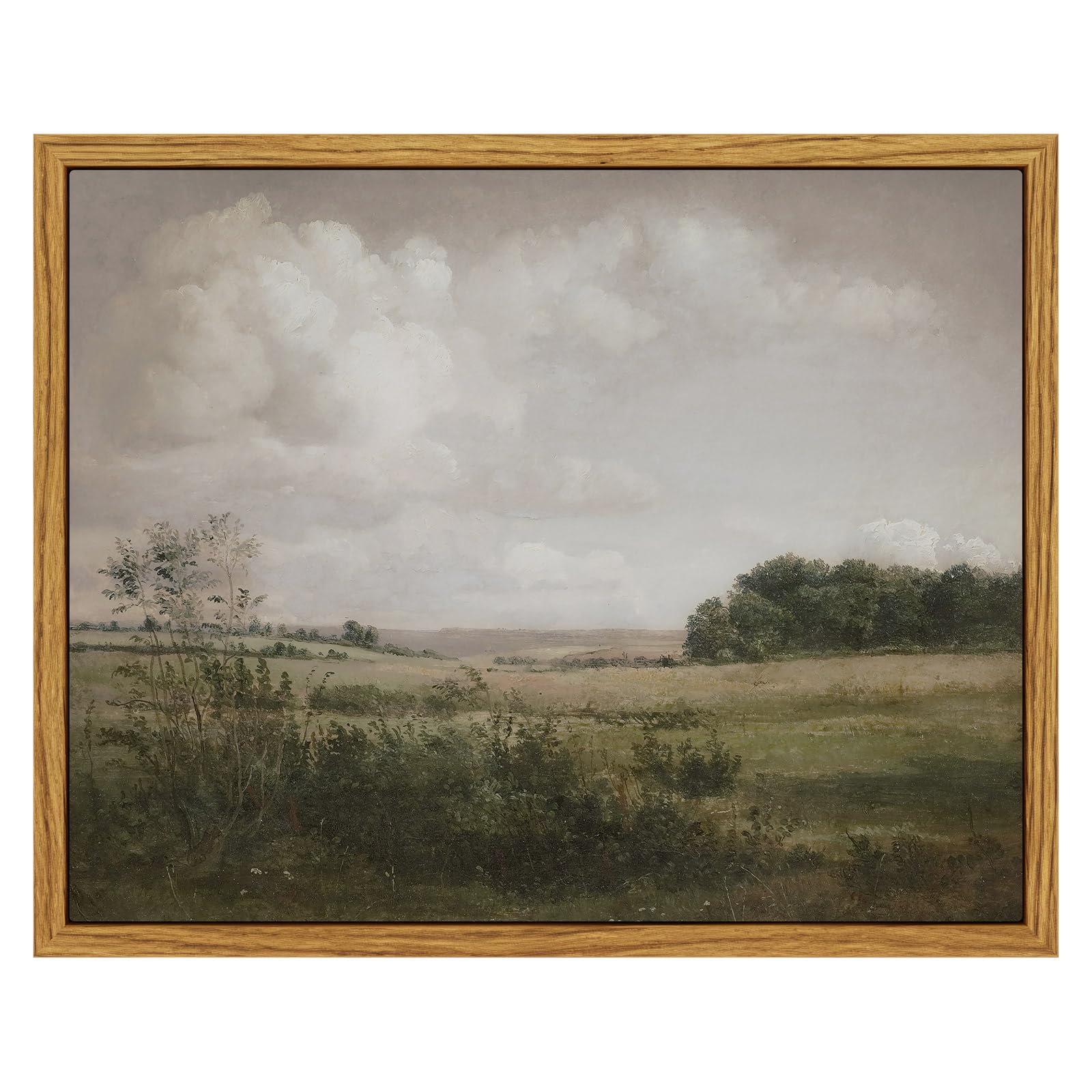 VIYYIEA Vintage Landscape Large Framed Wall Art, Nature Wilderness Scenery Paintings Decor Aesthetic, 24x36 Inch Canvas Print Artwork, Retro Farm Landscape Wall Pictures for Bedroom Living Room