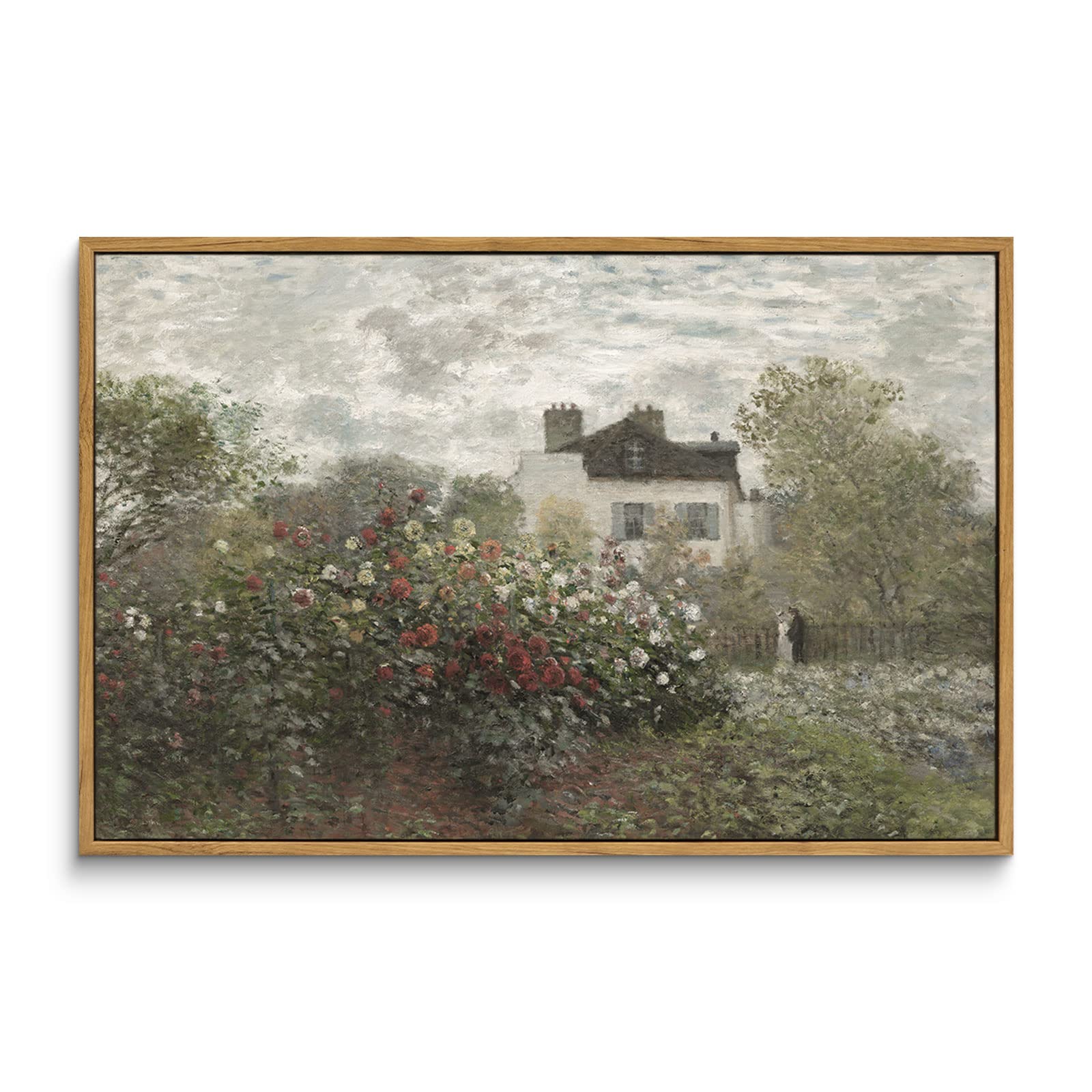 InSimSea Framed Canvas Wall Art Vintage Decor, Landscape Wall Art, Meadow with Flowers Art, Modern Farmhouse Decor, Cottagecore Bedroom Bathroom Office Decorations, 24"x36"