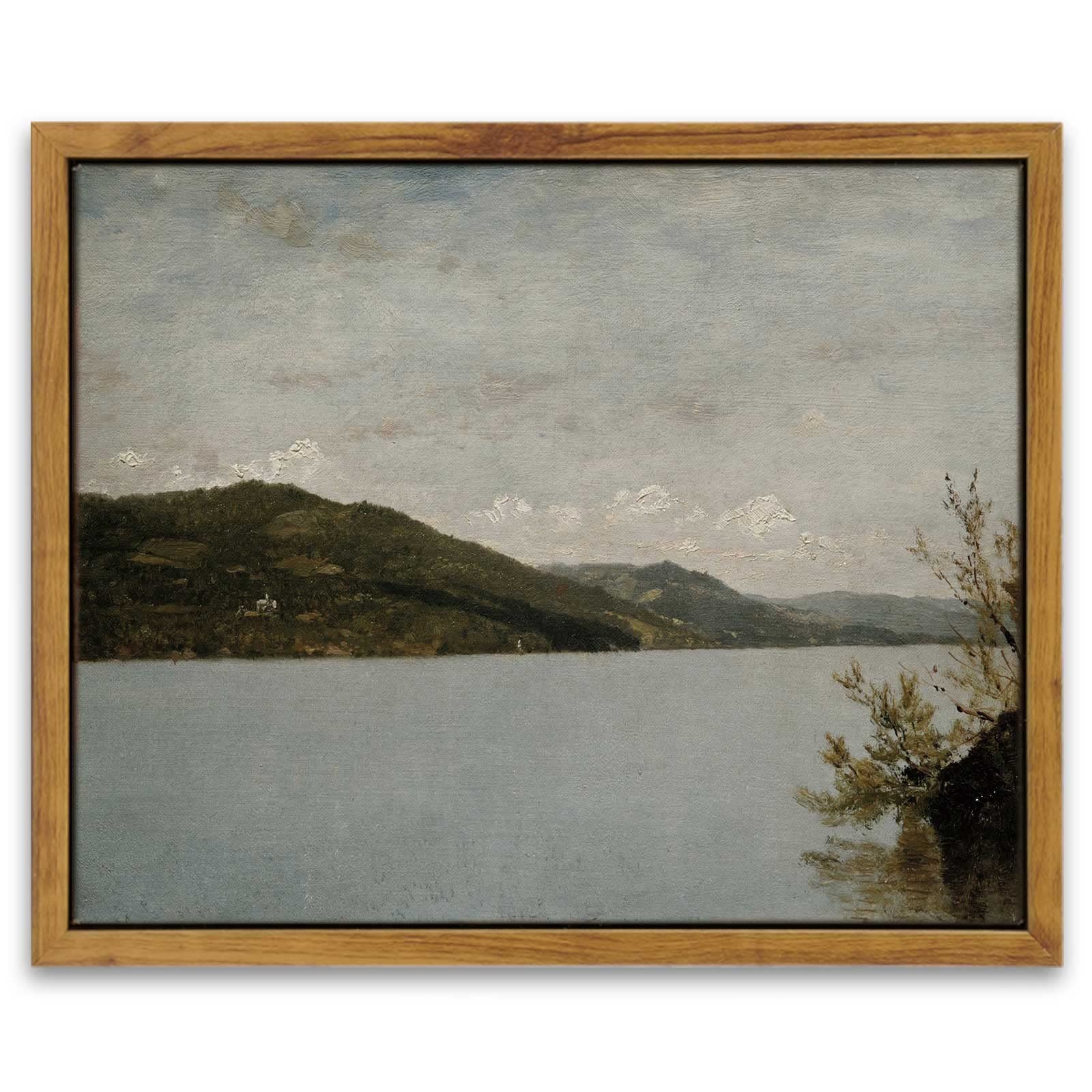 InSimSea Framed Canvas Wall Art Vintage Decor, Landscape Wall Art, Meadow with Flowers Art, Modern Farmhouse Decor, Cottagecore Bedroom Bathroom Office Decorations, 24"x36"
