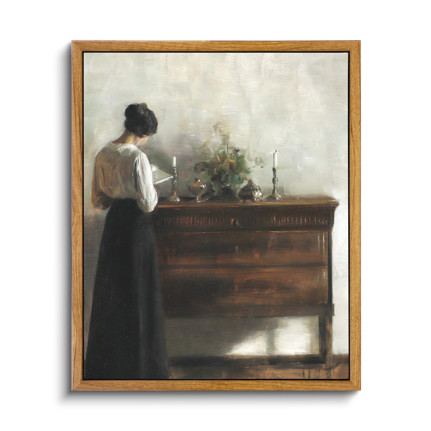 VIYYIEA Vintage Landscape Large Framed Wall Art, Nature Wilderness Scenery Paintings Decor Aesthetic, 24x36 Inch Canvas Print Artwork, Retro Farm Landscape Wall Pictures for Bedroom Living Room