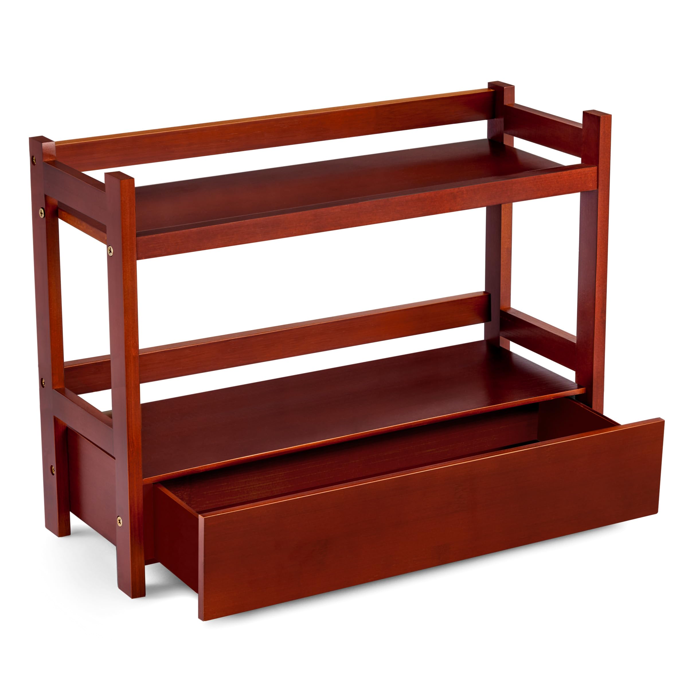 Sorbus Bamboo Bathroom Counter Organizer – 2-Tier Shelf with Hidden Drawer for Vanity, Matcha Station, Bathroom Sink Organizer Countertop, Kitchen & Office Storage (13″ L x 6.5″ W x 12.6″ H)