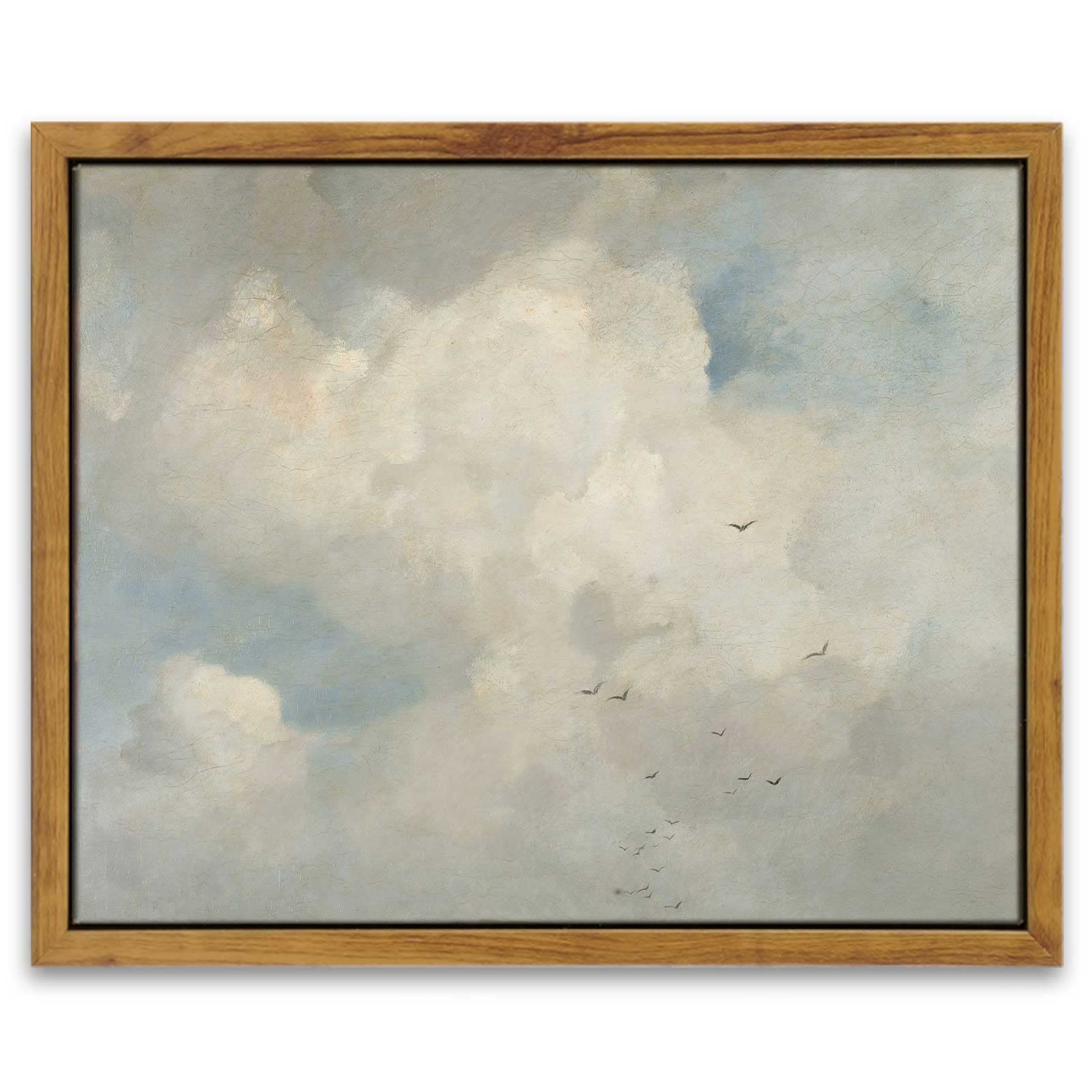 InSimSea Framed Canvas Wall Art Vintage Decor, Landscape Wall Art, Meadow with Flowers Art, Modern Farmhouse Decor, Cottagecore Bedroom Bathroom Office Decorations, 24"x36"