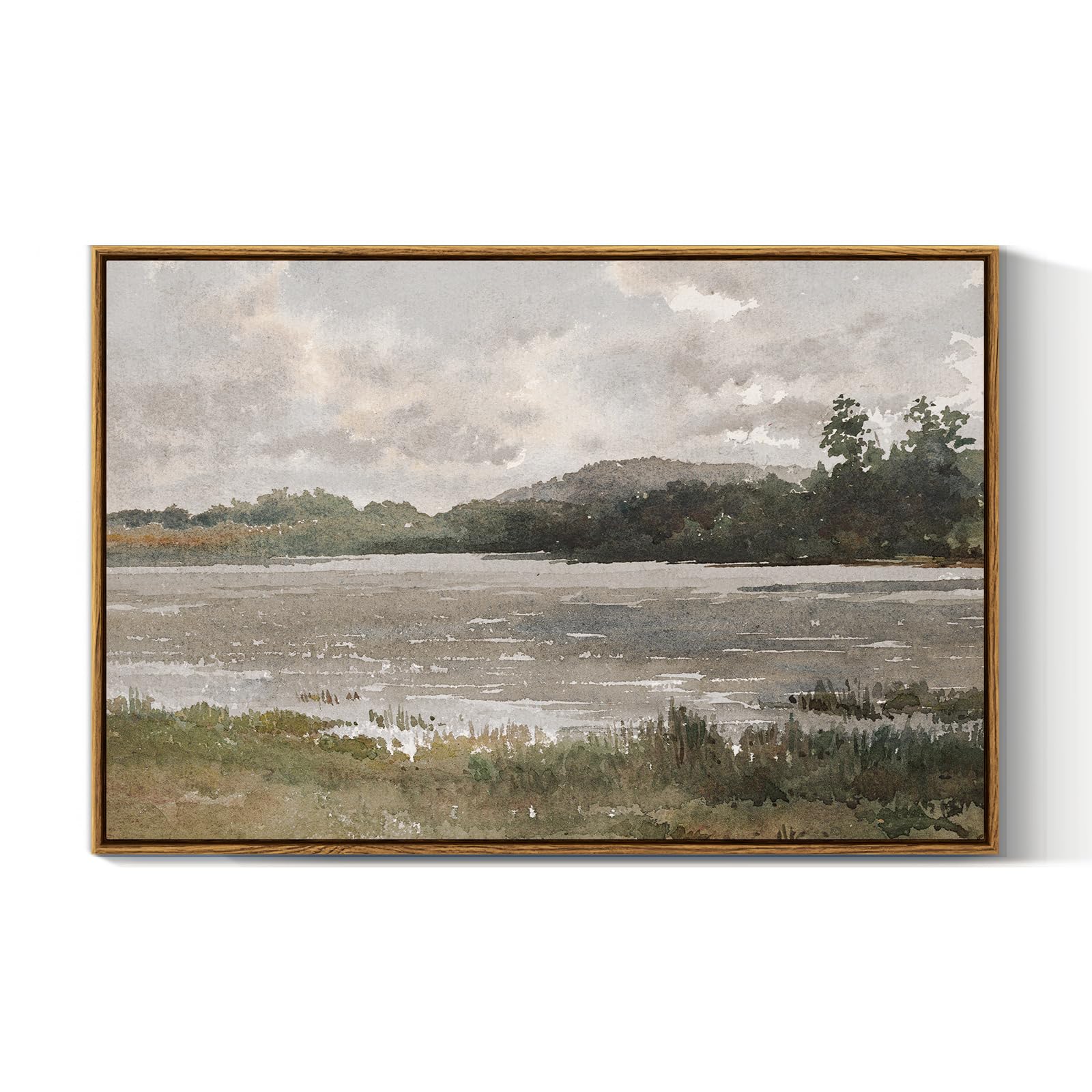 VIYYIEA Vintage Landscape Large Framed Wall Art, Nature Wilderness Scenery Paintings Decor Aesthetic, 24x36 Inch Canvas Print Artwork, Retro Farm Landscape Wall Pictures for Bedroom Living Room
