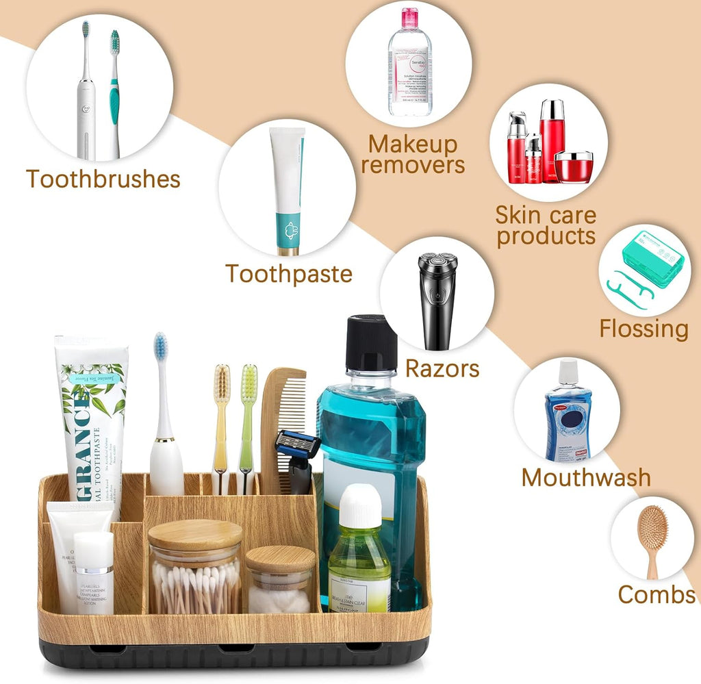 GFWARE Bathroom Organizers and Storage - Detachable 7 Slots Kids Electric Toothbrush and Toothpaste Holde Drainage for Bathroom Accessories Organization Counter Vanity Storage