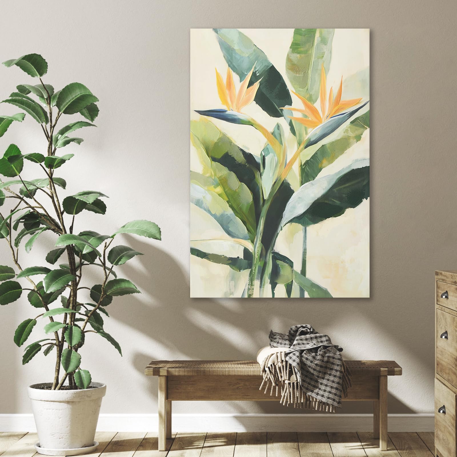 Nature Landscape Large Wall Art Canvas Picture，Horizontal Dock Forest Artwork Decor，Modern Hand Painted Textured Lake Scenery Artwork Painting Decor, Wall Pictures for Bedroom Living Room 40x 28 Inch