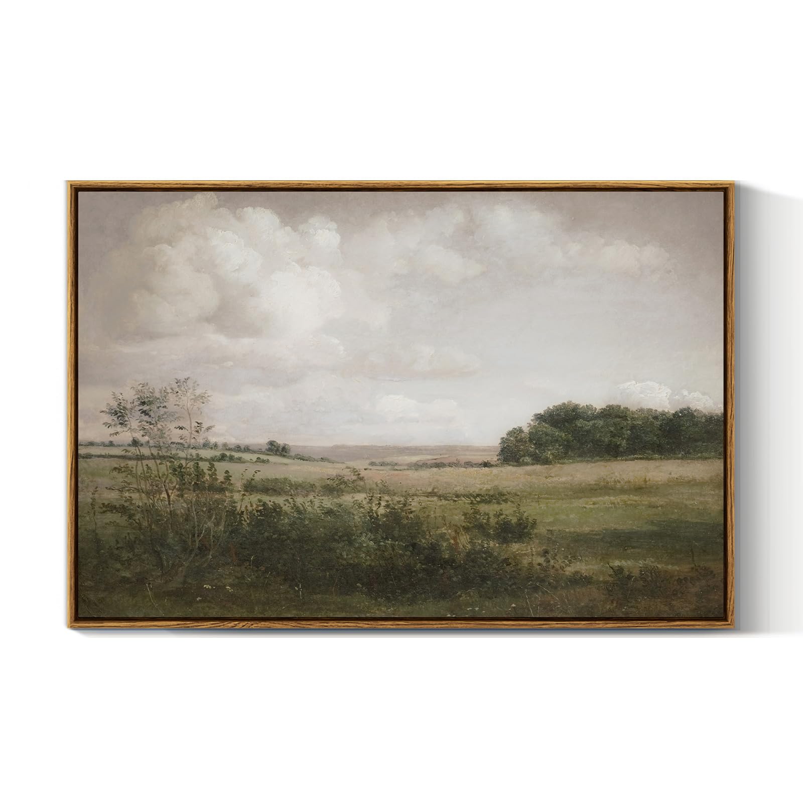VIYYIEA Vintage Landscape Large Framed Wall Art, Nature Wilderness Scenery Paintings Decor Aesthetic, 24x36 Inch Canvas Print Artwork, Retro Farm Landscape Wall Pictures for Bedroom Living Room