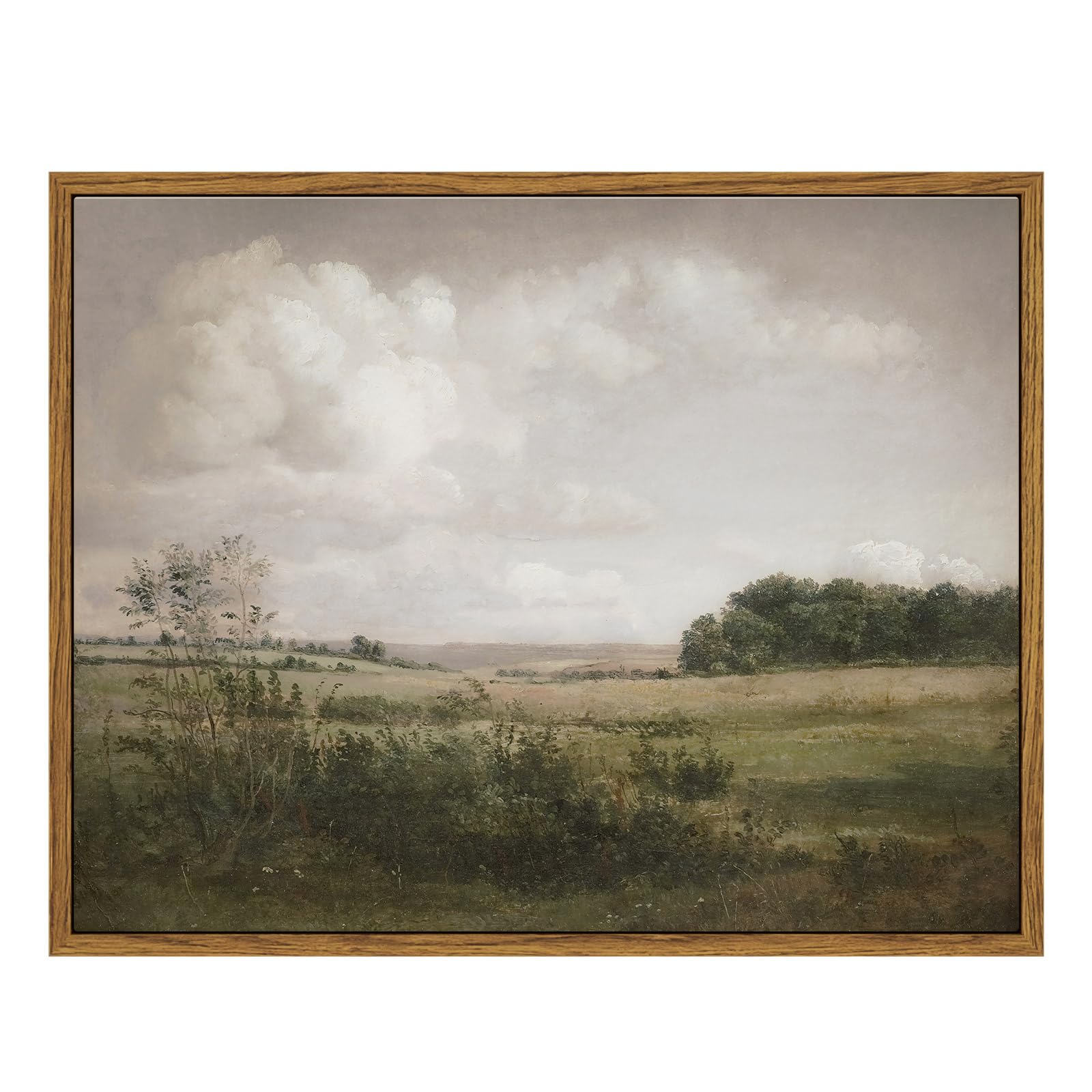 VIYYIEA Vintage Landscape Large Framed Wall Art, Nature Wilderness Scenery Paintings Decor Aesthetic, 24x36 Inch Canvas Print Artwork, Retro Farm Landscape Wall Pictures for Bedroom Living Room